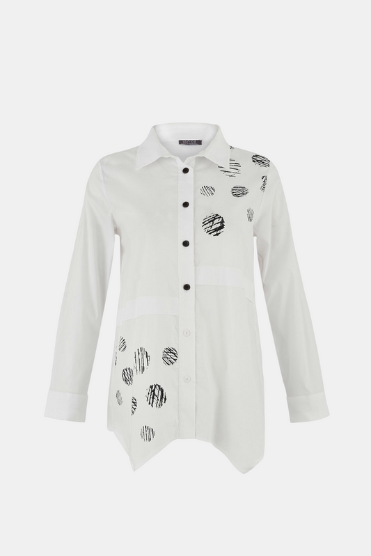 DOLCEZZA WOVEN BLOUSE - WHITE/BLACK - THE VOGUE STORE