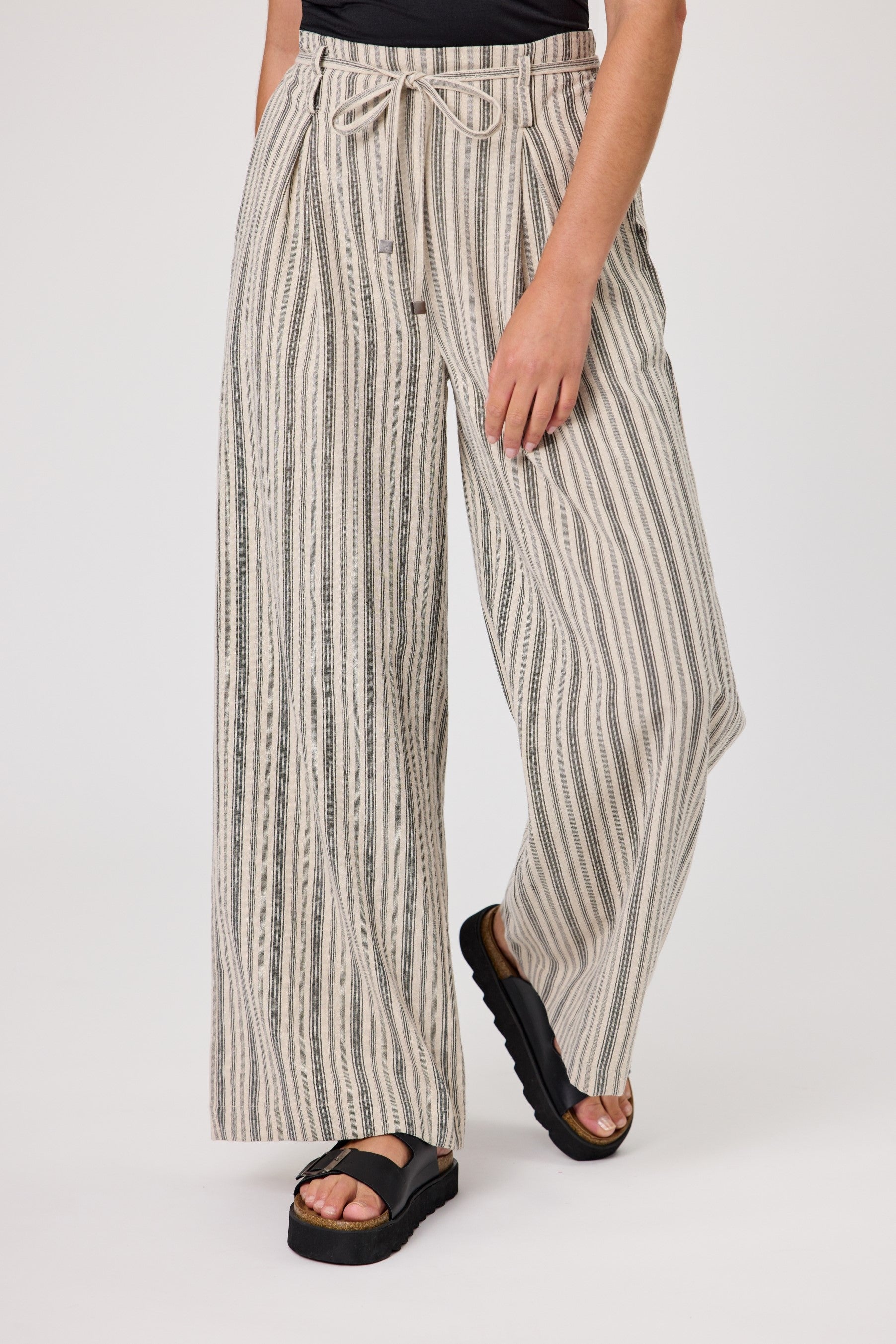 DUO BROOKE STRIPED PANT - NATURAL STRIPES - THE VOGUE STORE