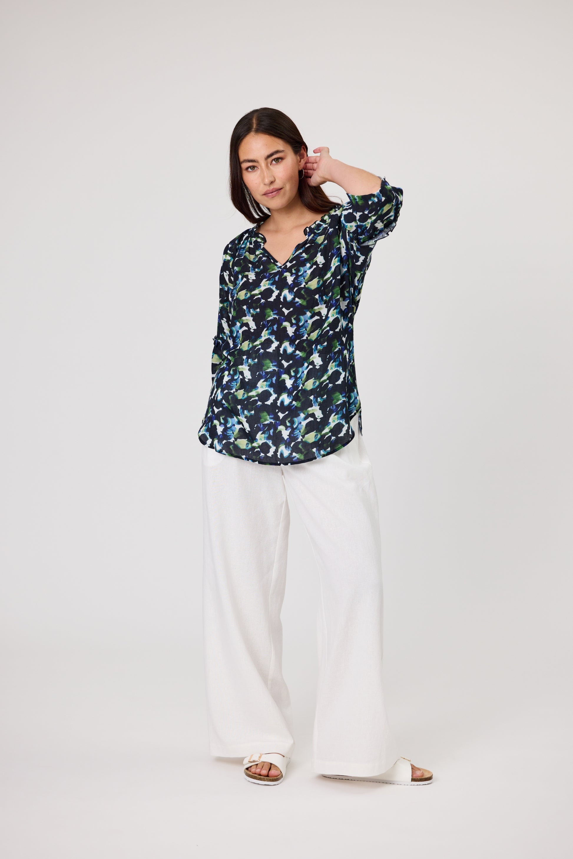 DUO BLOOM FRILL TOP - BLOOM PRINT - THE VOGUE STORE