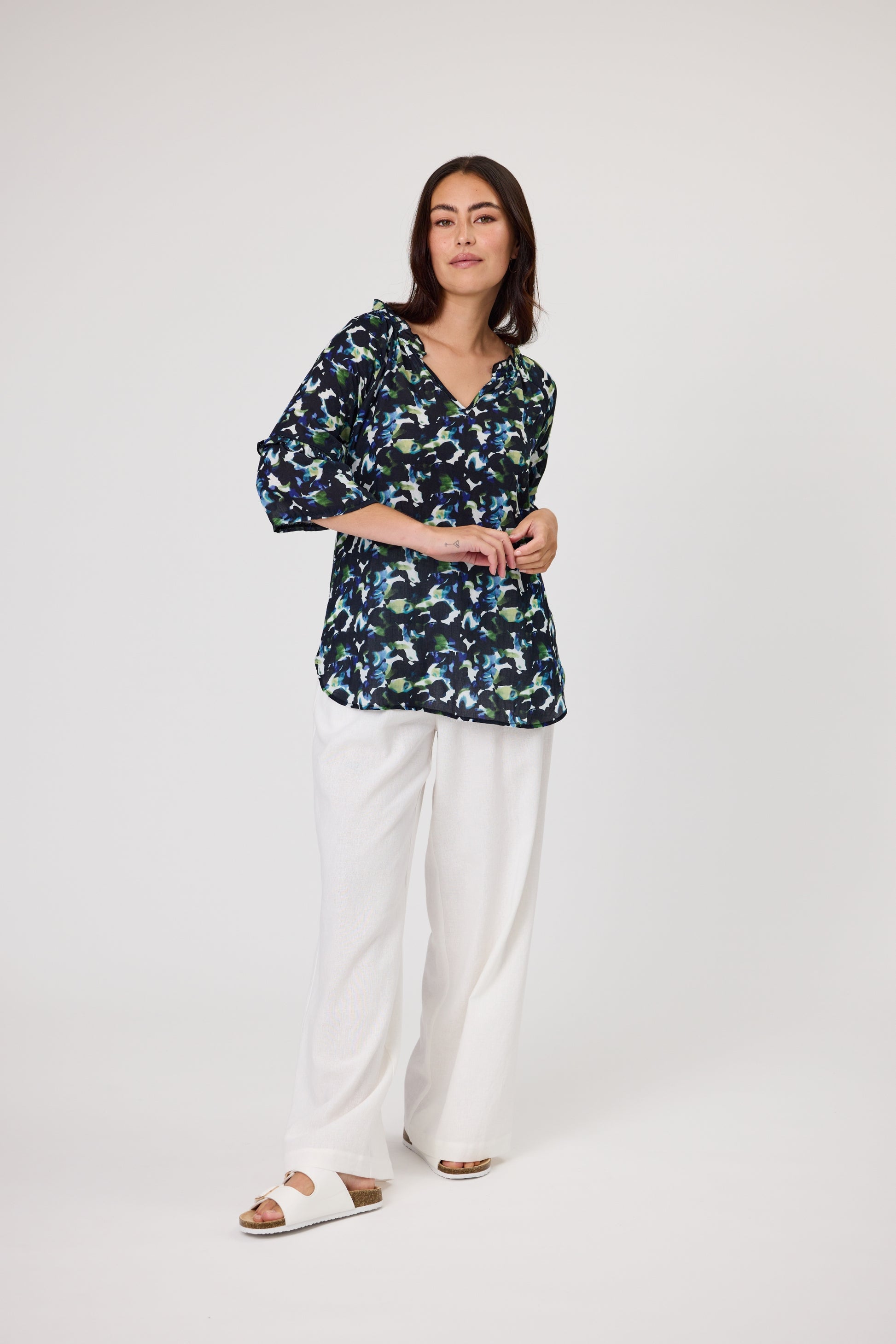 DUO BLOOM FRILL TOP - BLOOM PRINT - THE VOGUE STORE