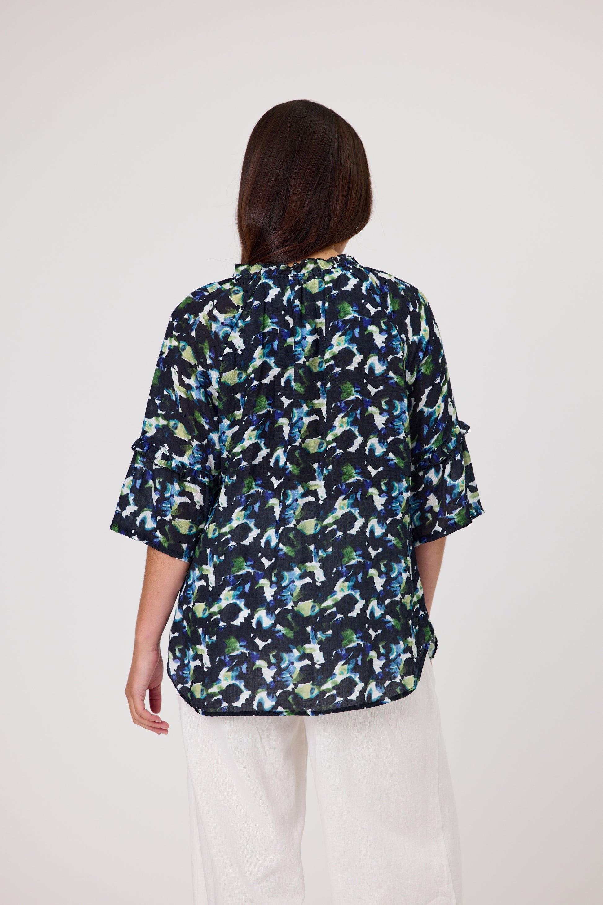 DUO BLOOM FRILL TOP - BLOOM PRINT - THE VOGUE STORE
