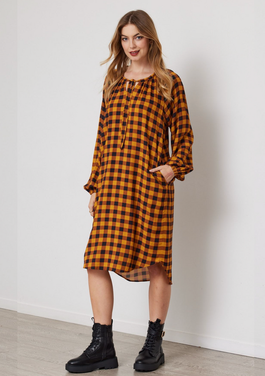 DUO EMBER DRESS - CHECK PRINT - THE VOGUE STORE