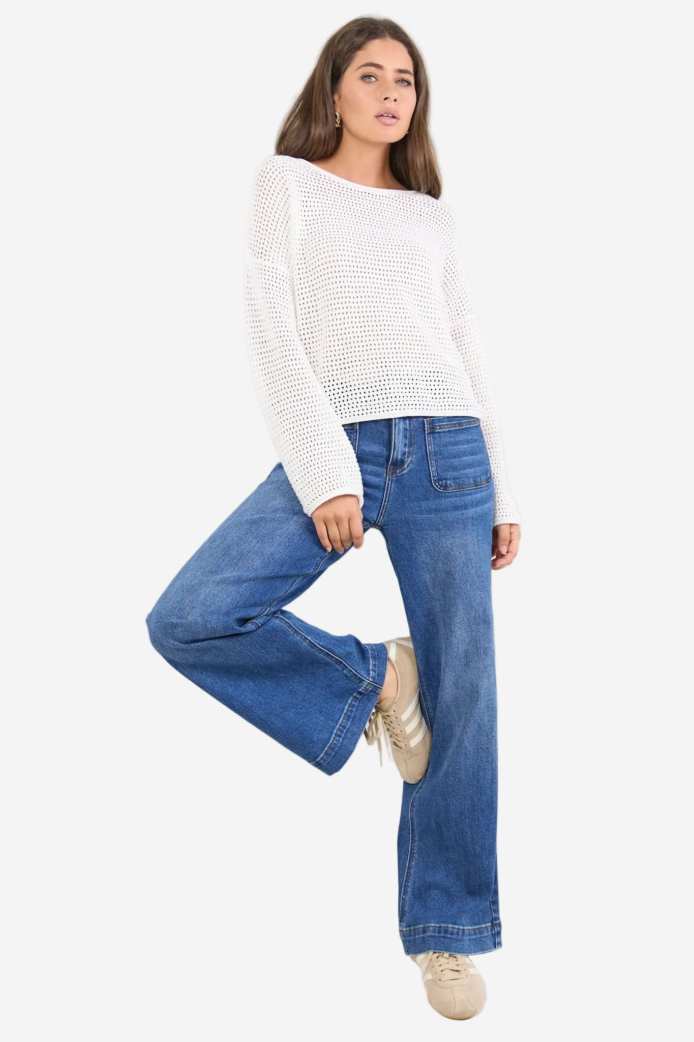 RE:UNION DAWN IVORY CROCHET KNIT JUMPER - THE VOGUE STORE