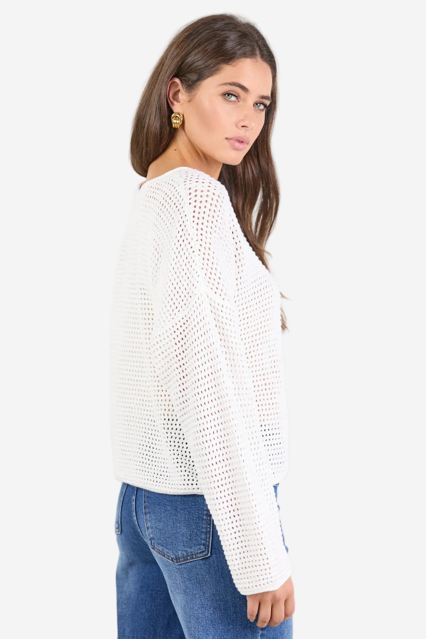 RE:UNION DAWN IVORY CROCHET KNIT JUMPER - THE VOGUE STORE