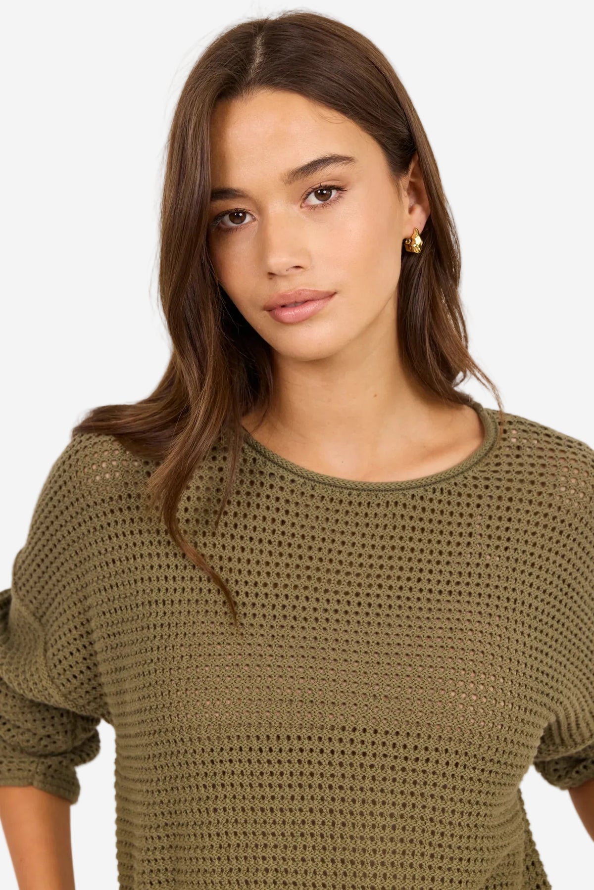 RE:UNION DAWN LIGHT KHAKI KNIT CROCHET JUMPER - THE VOGUE STORE