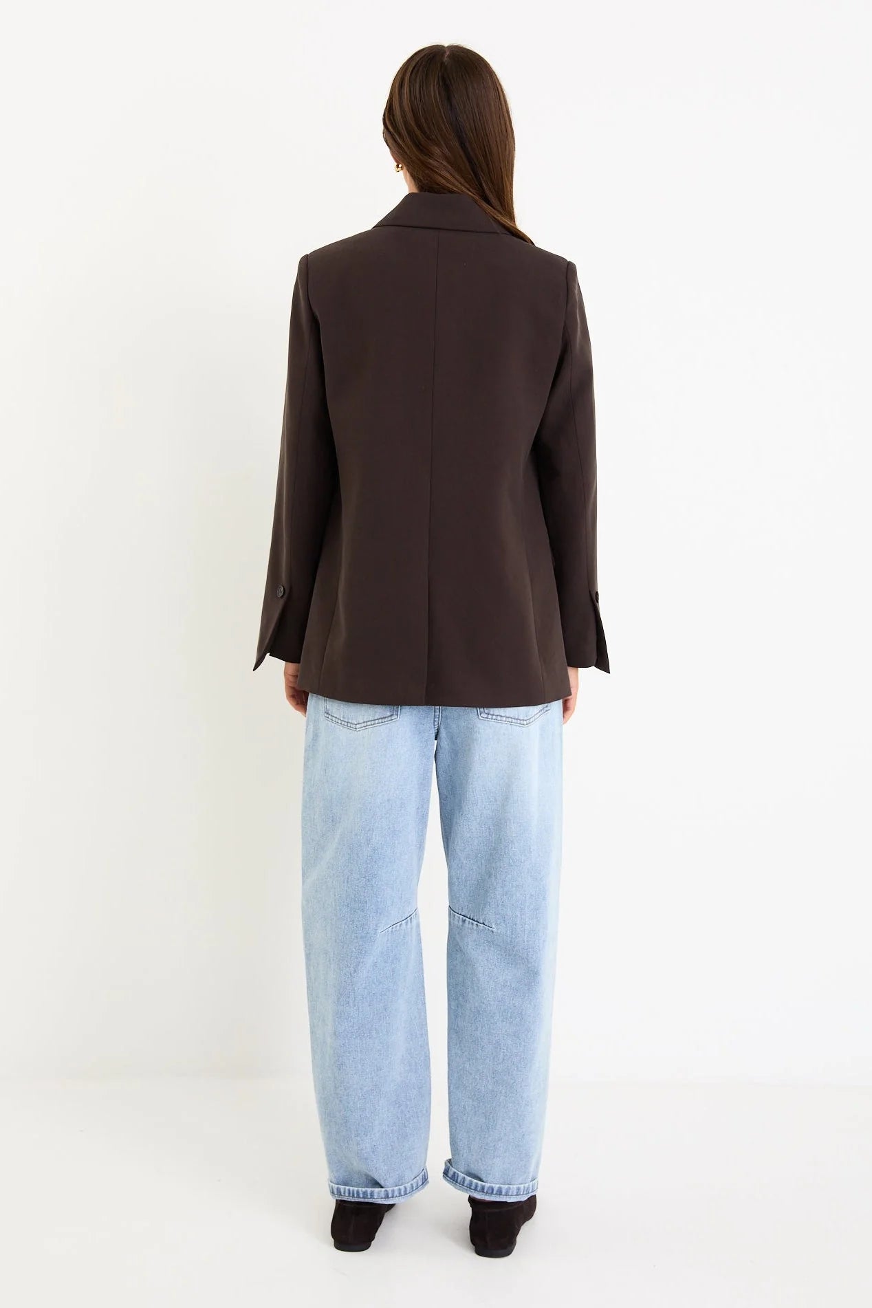 AMONG THE BRAVE DIPLOMA DARK CHOCOLATE TWO BUTTON VEST SLEEVE BLAZER - THE VOGUE STORE