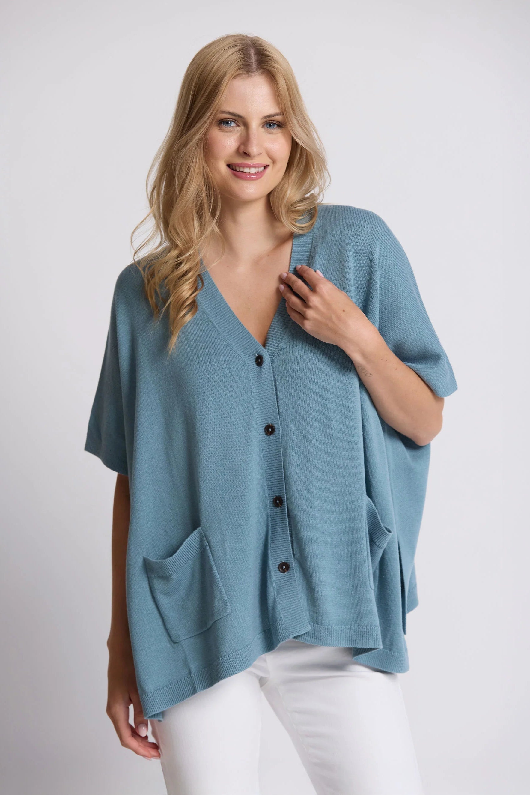 STELLA + GEMMA ELLIOT CARDIGAN - DUCK EGG - THE VOGUE STORE