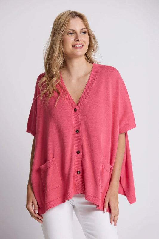 STELLA + GEMMA ELLIOT CARDIGAN - RASPBERRY - THE VOGUE STORE