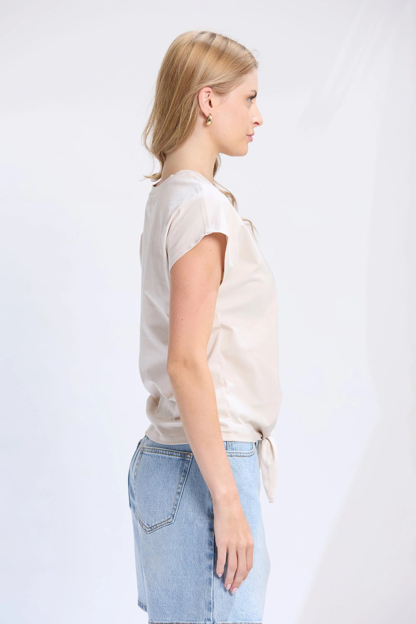 STELLA + GEMMA TOP KNOT TOP - CHAI - THE VOGUE STORE