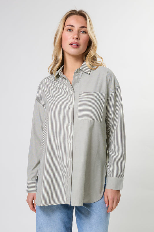 STELLA + GEMMA ESSENTIALS SHIRT - LIQUORICE STRIPE - THE VOGUE STORE