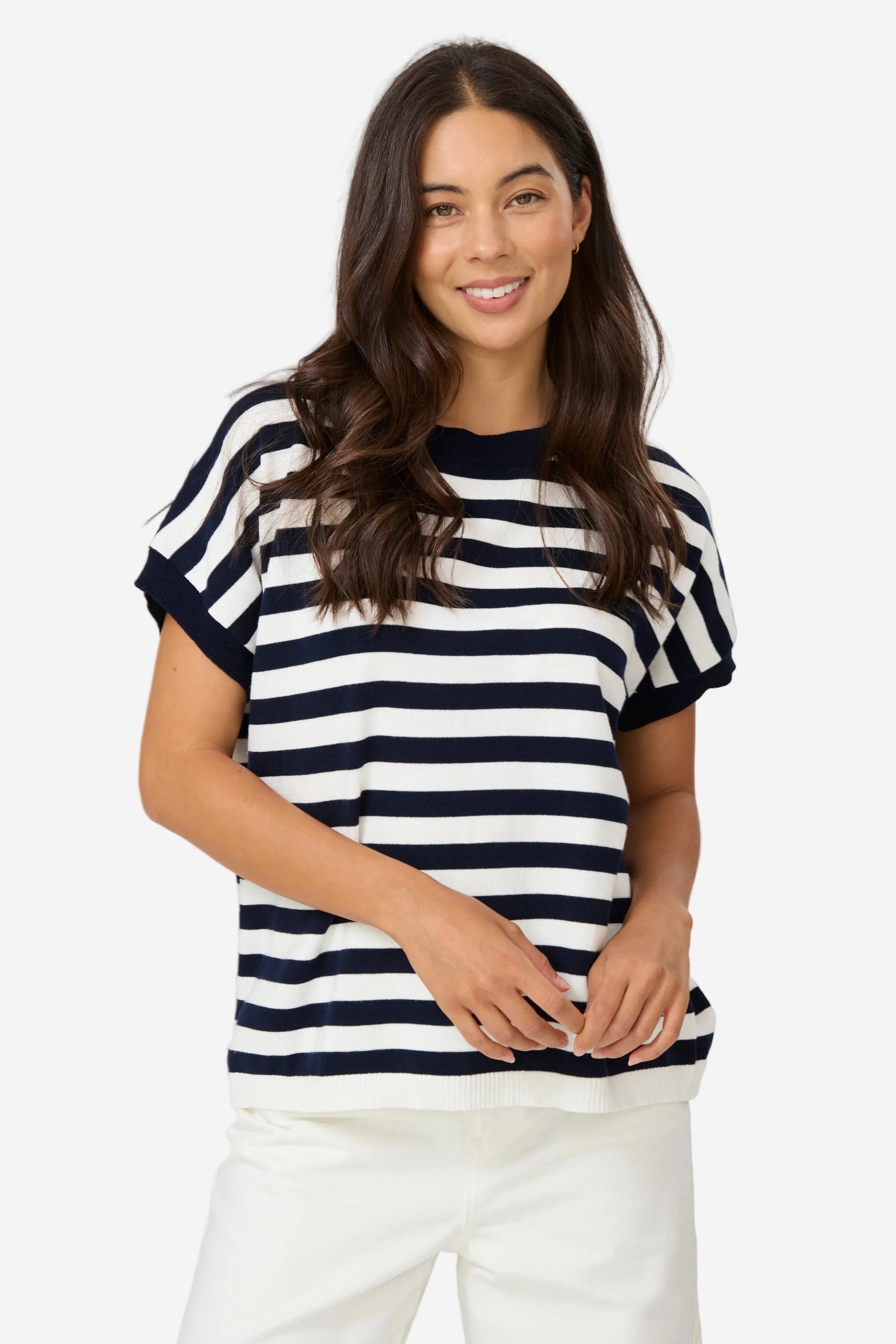 STELLA + GEMMA GWEN TEE - MILK/MIDNIGHT STRIPE - THE VOGUE STORE