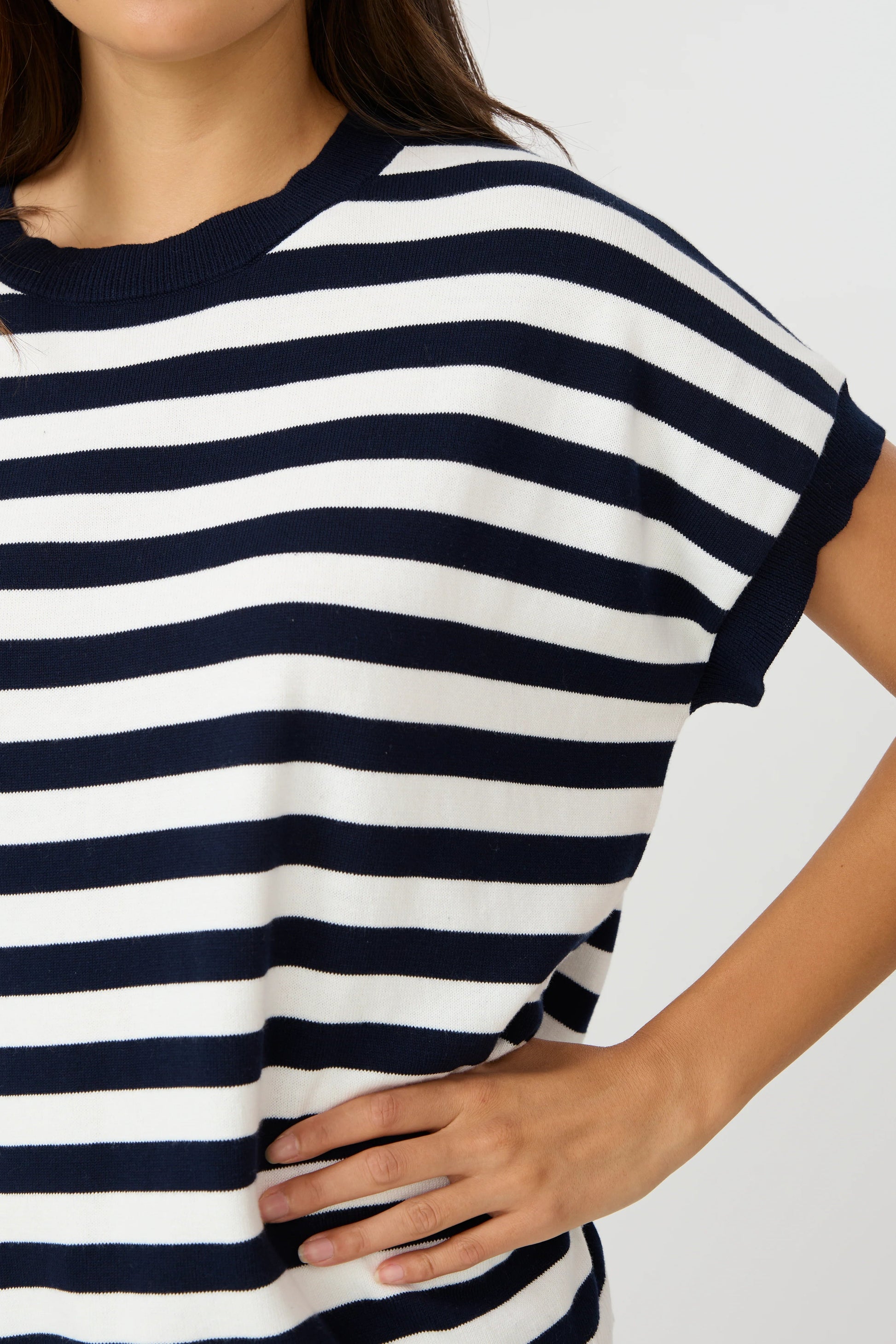 STELLA + GEMMA GWEN TEE - MILK/MIDNIGHT STRIPE - THE VOGUE STORE