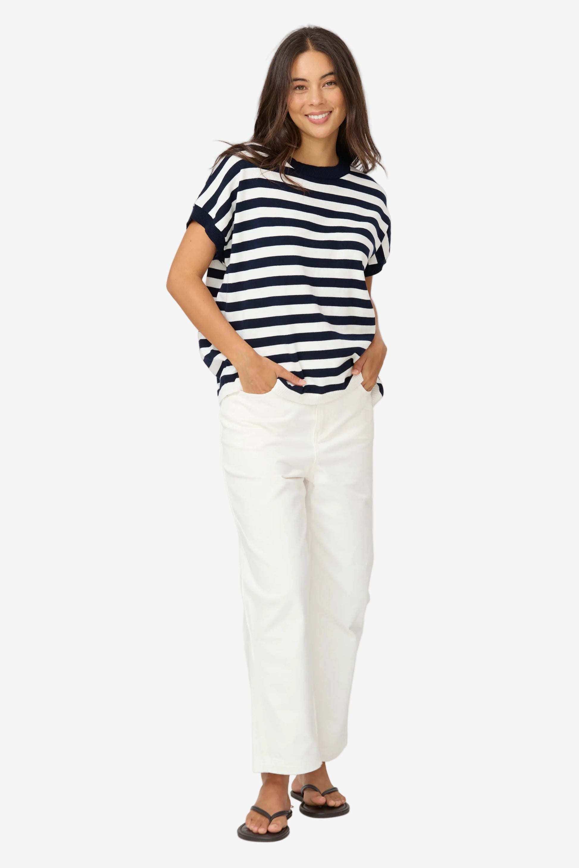 STELLA + GEMMA GWEN TEE - MILK/MIDNIGHT STRIPE - THE VOGUE STORE