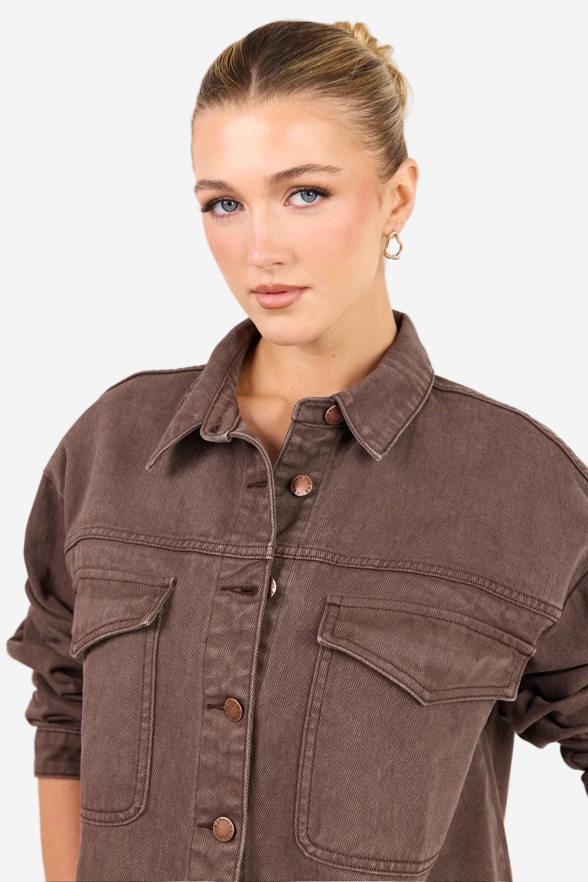 AMONG THE BRAVE ECHO MOCHA DENIM JACKET - THE VOGUE STORE