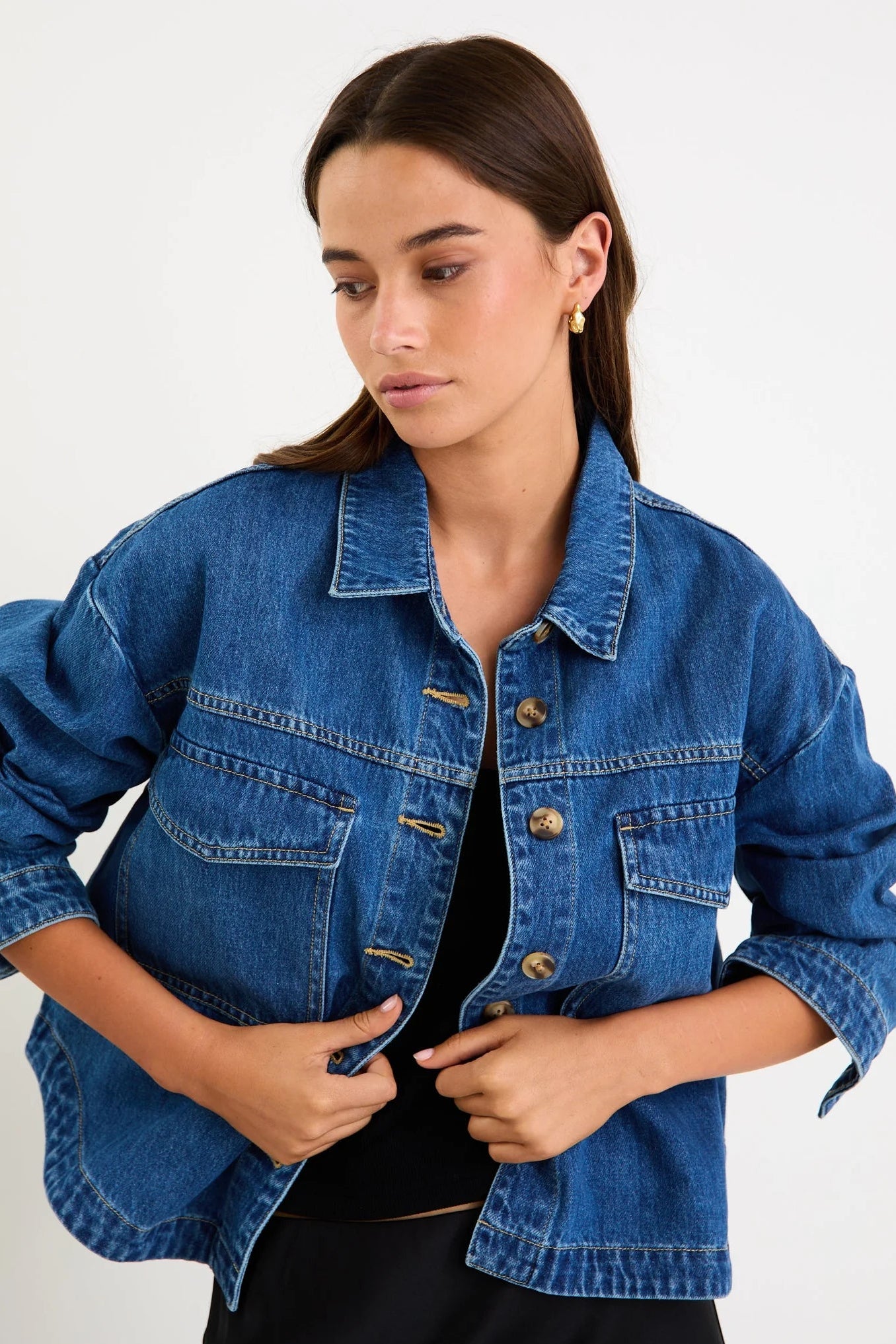 AMONG THE BRAVE  ECHO STORM BLUE PATCH POCKET DENIM JACKET - THE VOGUE STORE