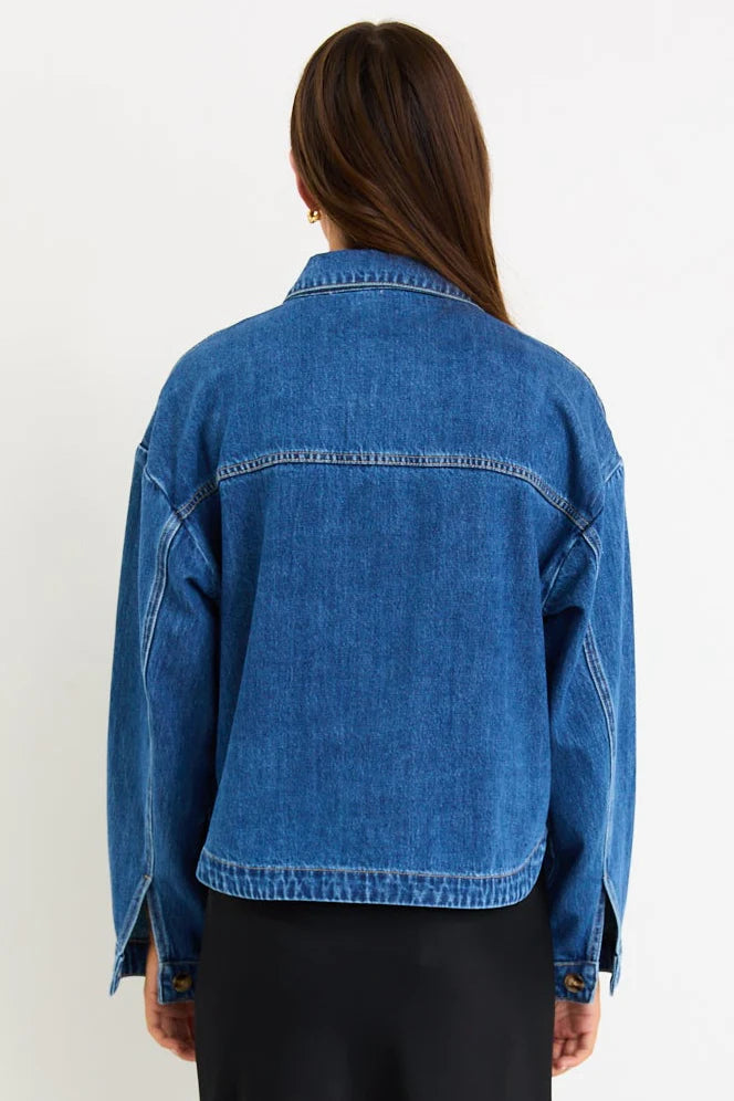 AMONG THE BRAVE  ECHO STORM BLUE PATCH POCKET DENIM JACKET - THE VOGUE STORE