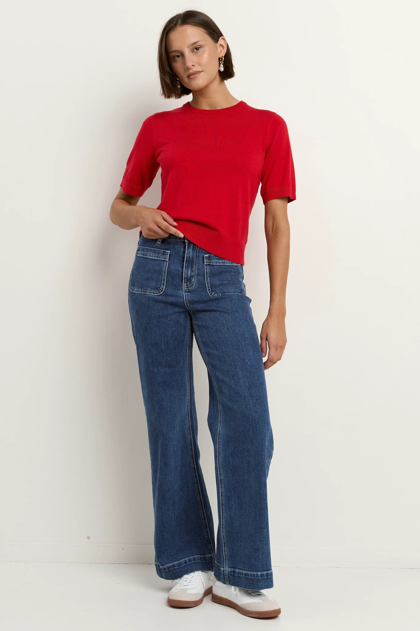 STORIES BE TOLD EDITION RED CREWNECK KNIT TEE - THE VOGUE STORE