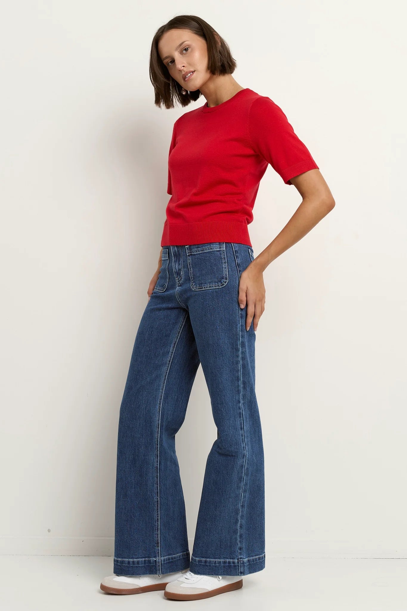 STORIES BE TOLD EDITION RED CREWNECK KNIT TEE - THE VOGUE STORE