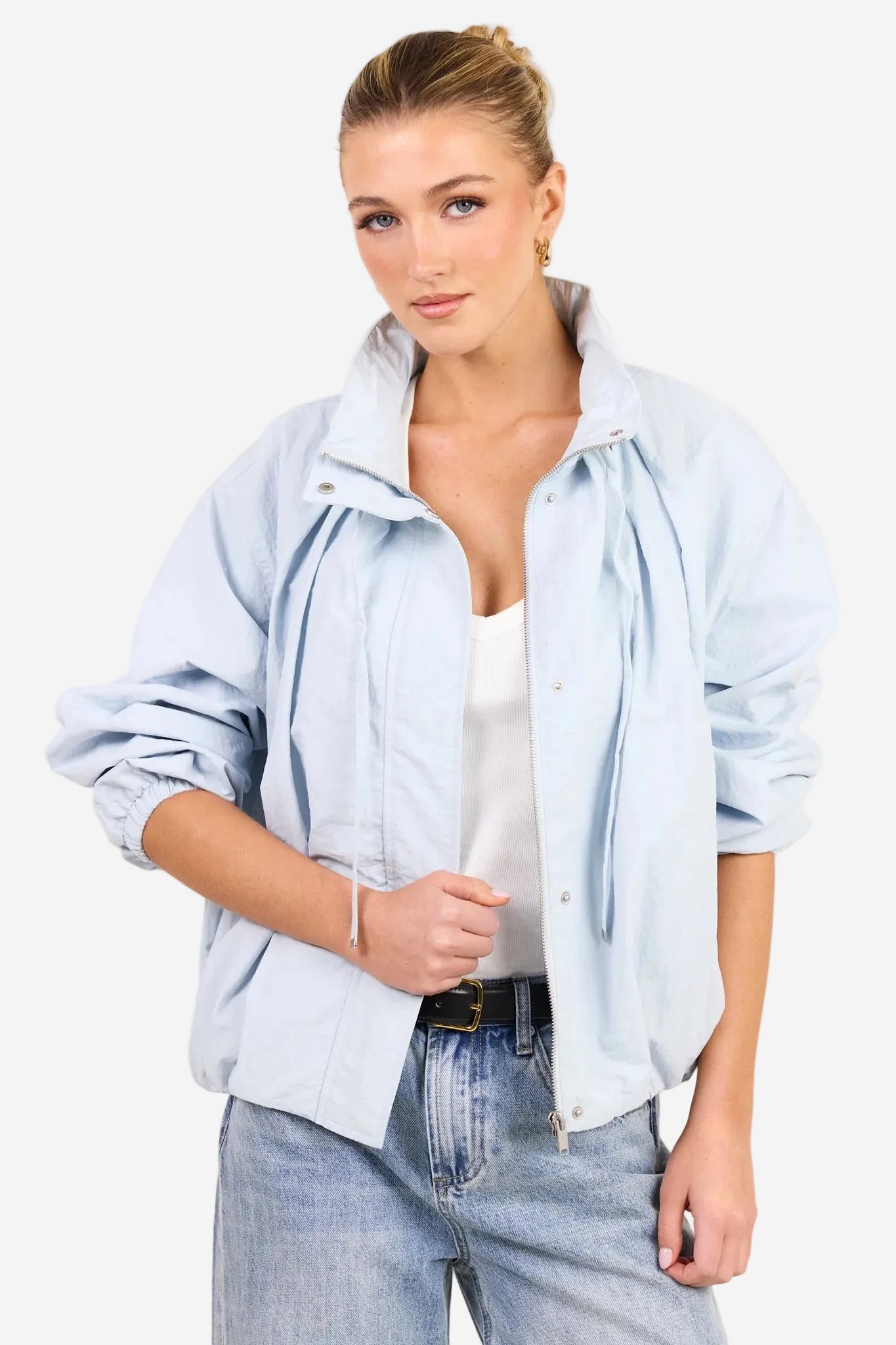 STORIES BE TOLD ELEMENT ICE BLUE FUNNEL NECK BOMBER JACKET - THE VOGUE STORE