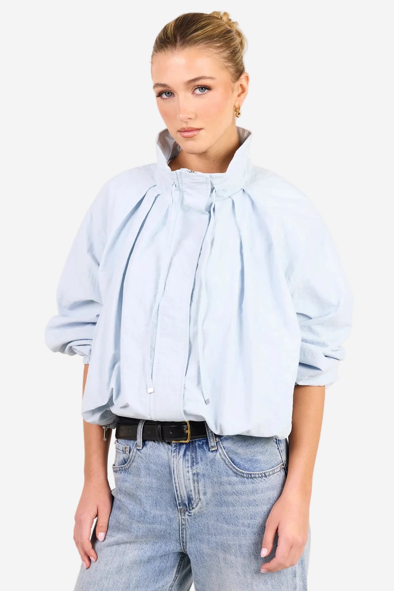 STORIES BE TOLD ELEMENT ICE BLUE FUNNEL NECK BOMBER JACKET - THE VOGUE STORE