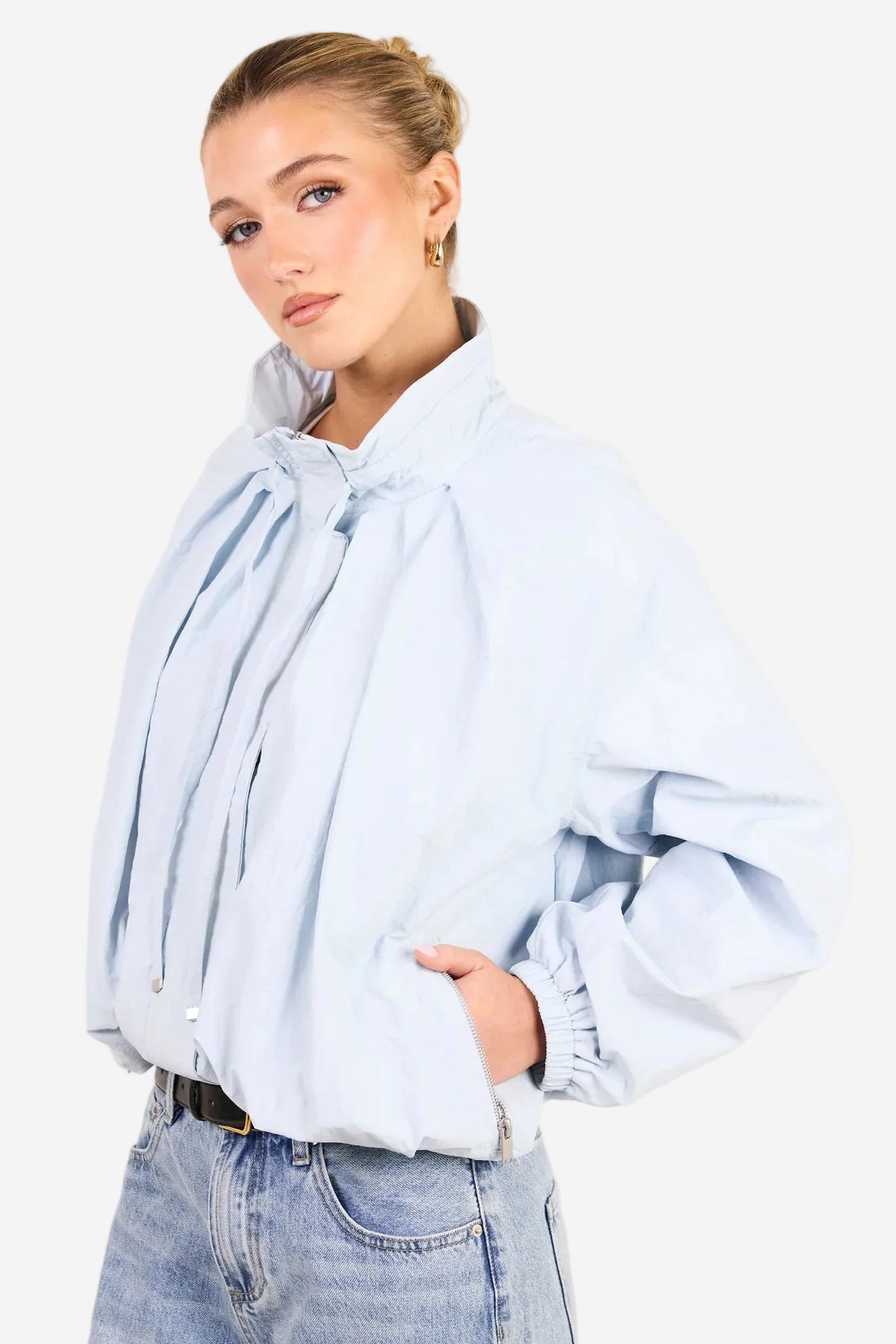 STORIES BE TOLD ELEMENT ICE BLUE FUNNEL NECK BOMBER JACKET - THE VOGUE STORE