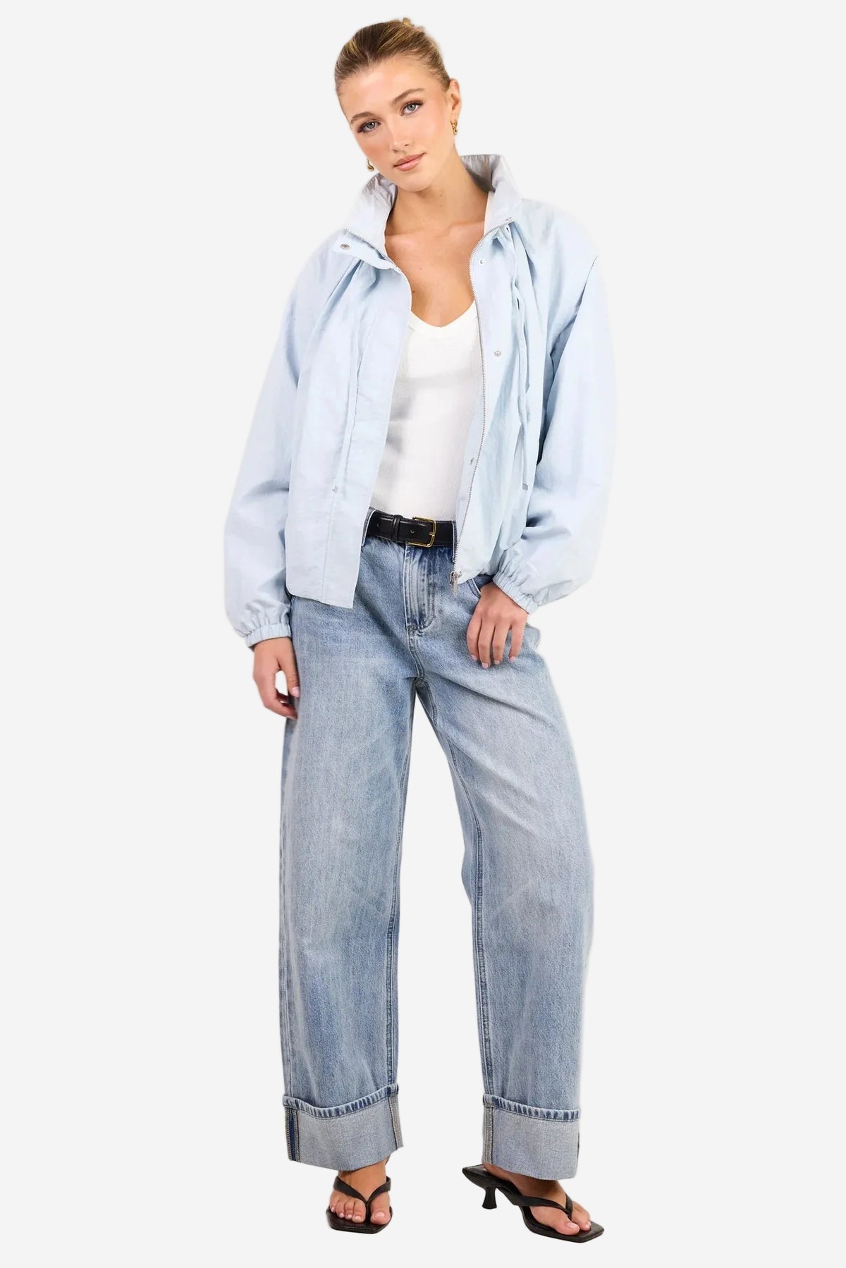 STORIES BE TOLD ELEMENT ICE BLUE FUNNEL NECK BOMBER JACKET - THE VOGUE STORE