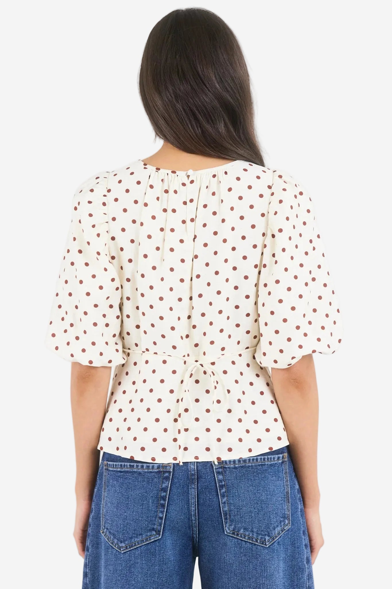 STORIES BE TOLD EVENTUAL IVORY CHOCOLATE POLKA DOT TOP - THE VOGUE STORE