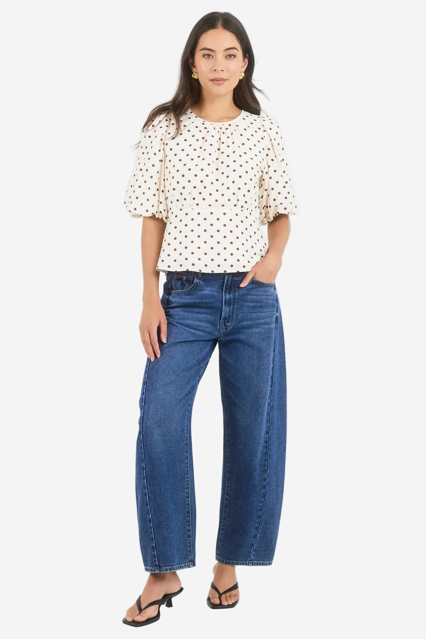 STORIES BE TOLD EVENTUAL IVORY CHOCOLATE POLKA DOT TOP - THE VOGUE STORE