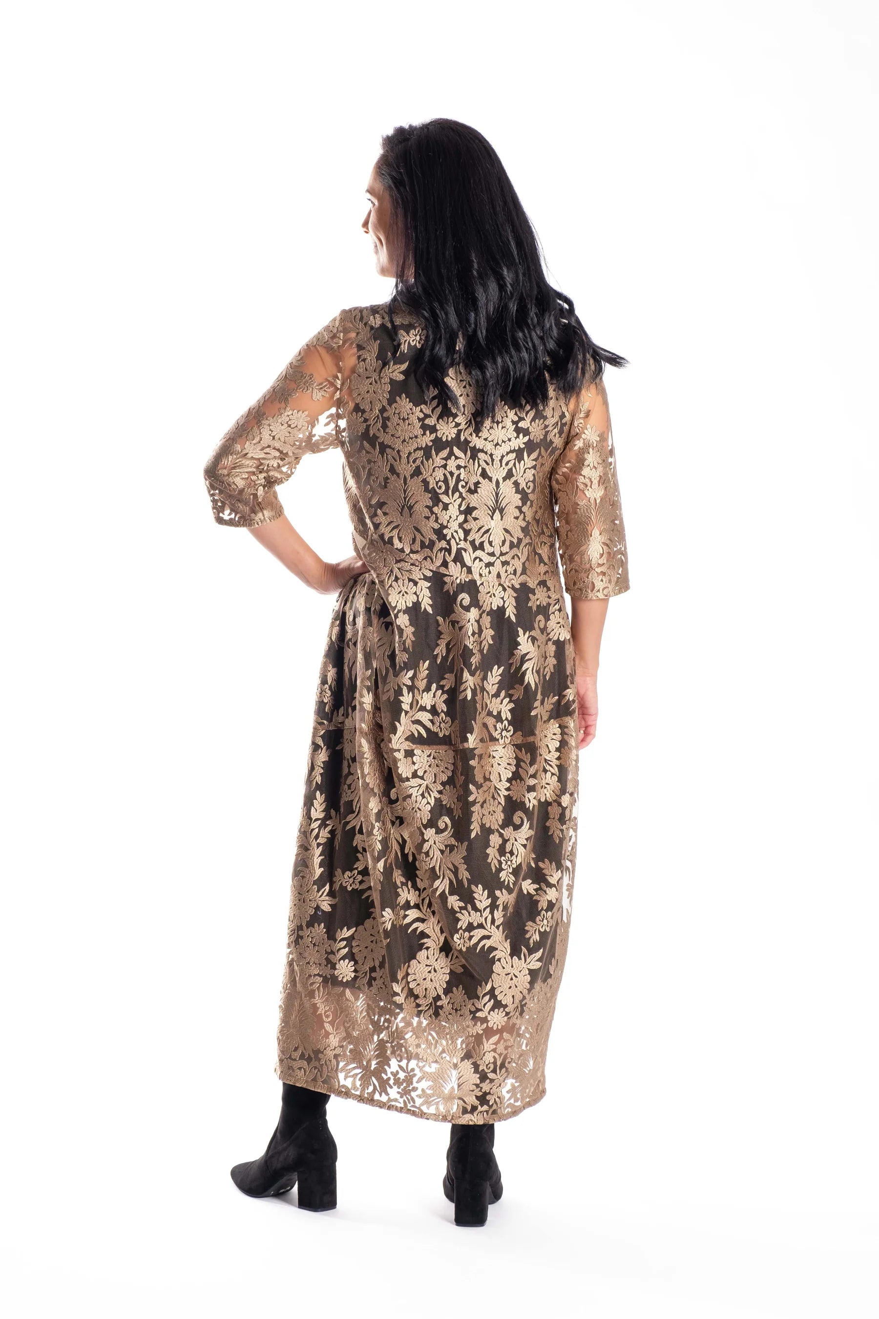 JELLICOE CHELSIE DRESS - GOLD LACE - THE VOGUE STORE