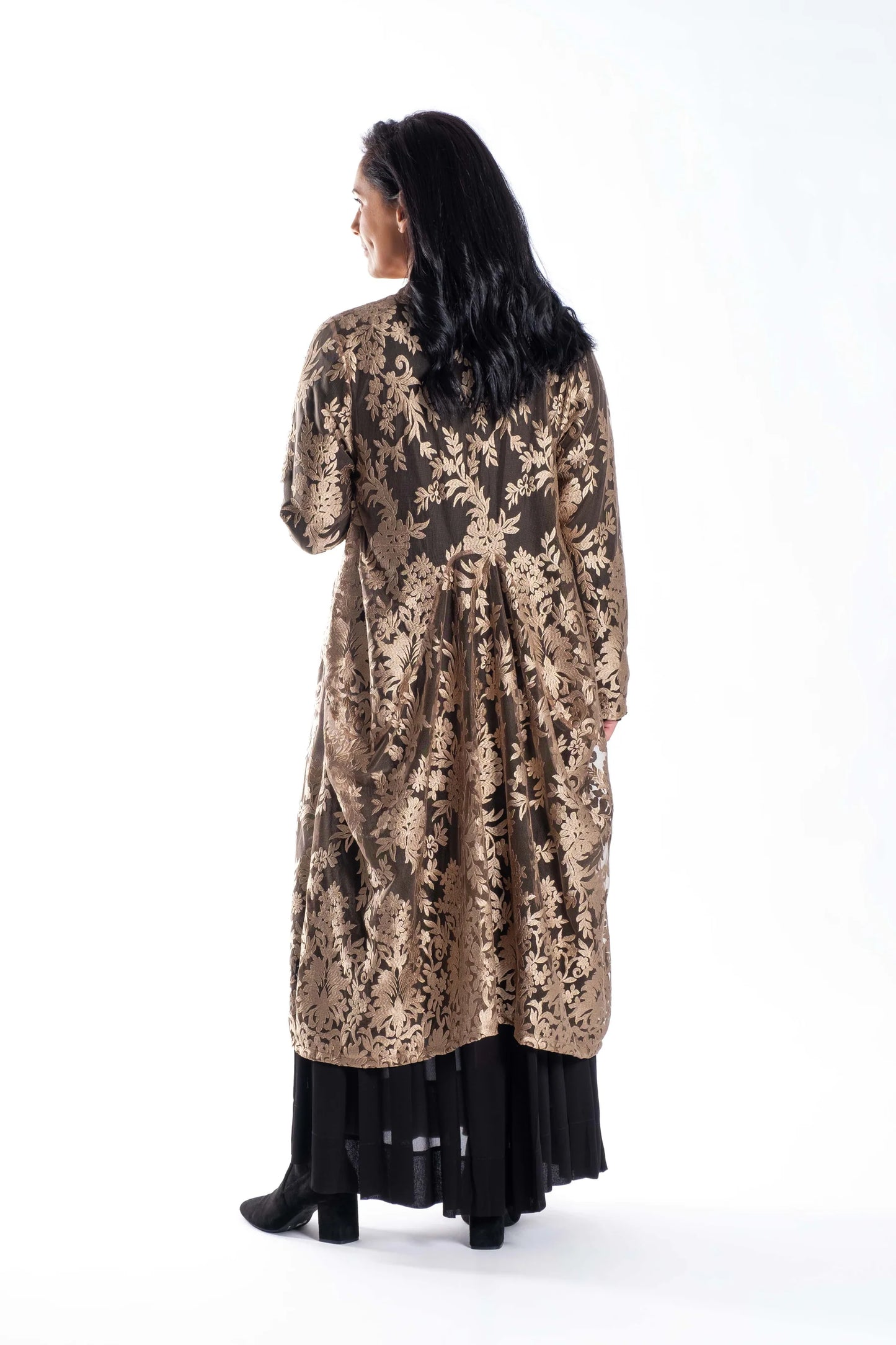 JELLICOE DUSTER COAT - GOLD LACE - THE VOGUE STORE