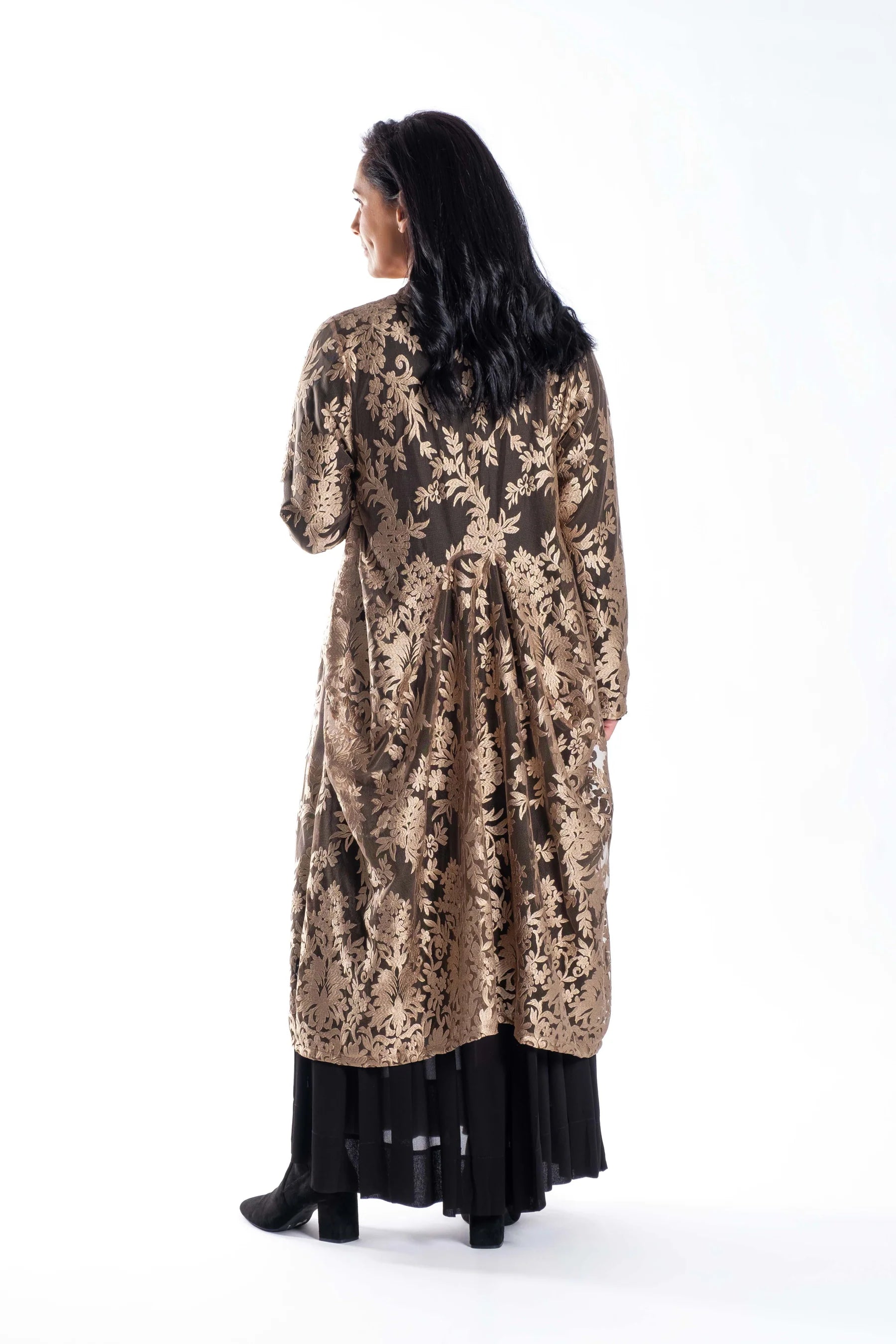 JELLICOE DUSTER COAT - GOLD LACE - THE VOGUE STORE