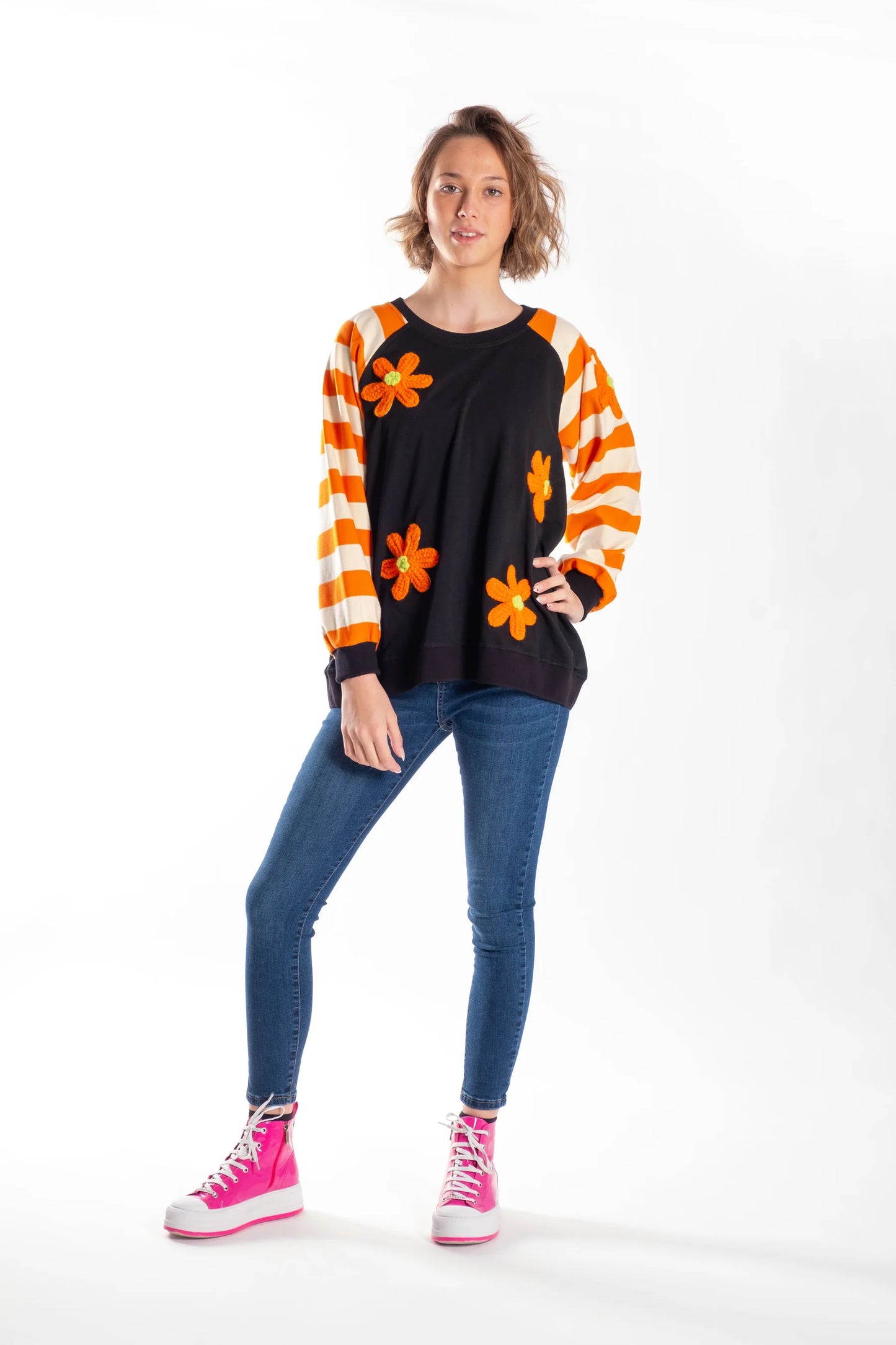 JELLICOE TEAM SWEATER - ORANGE STRIPE - THE VOGUE STORE
