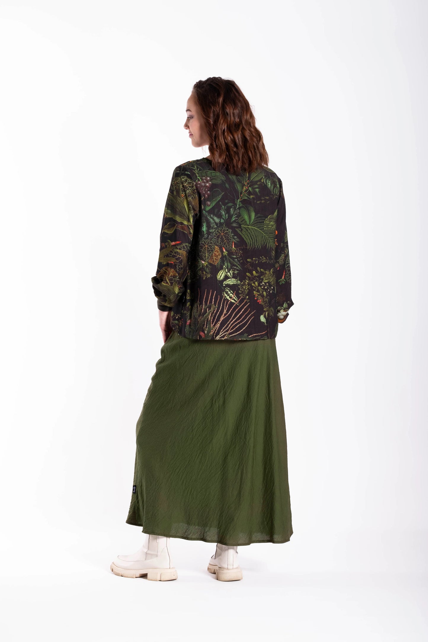 JELLICOE LATTICE TOP - GREEN FOLIAGE - THE VOGUE STORE