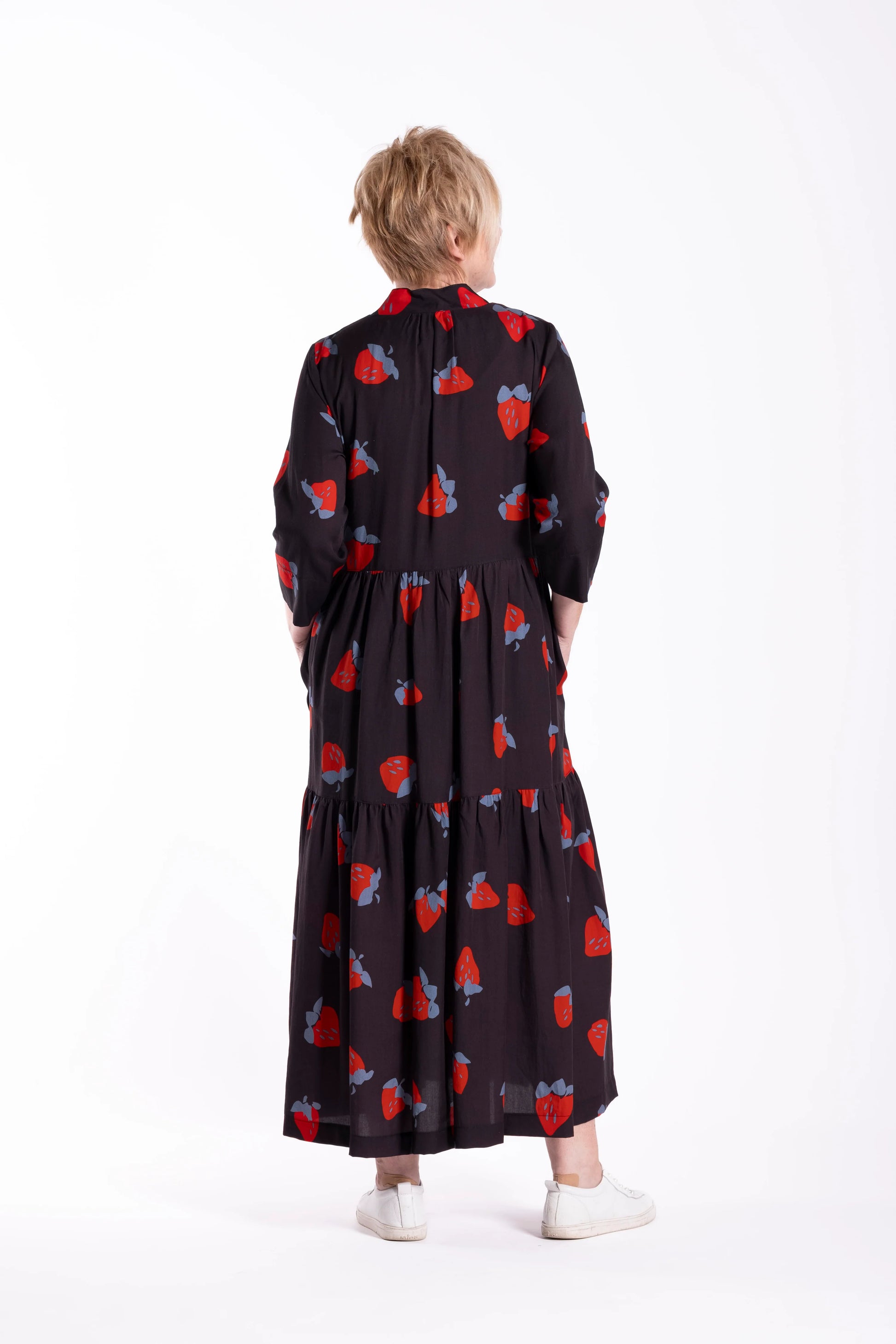 JELLICOE COLLAR TIERED DRESS - STRAWBERRY CRUSH - THE VOGUE STORE