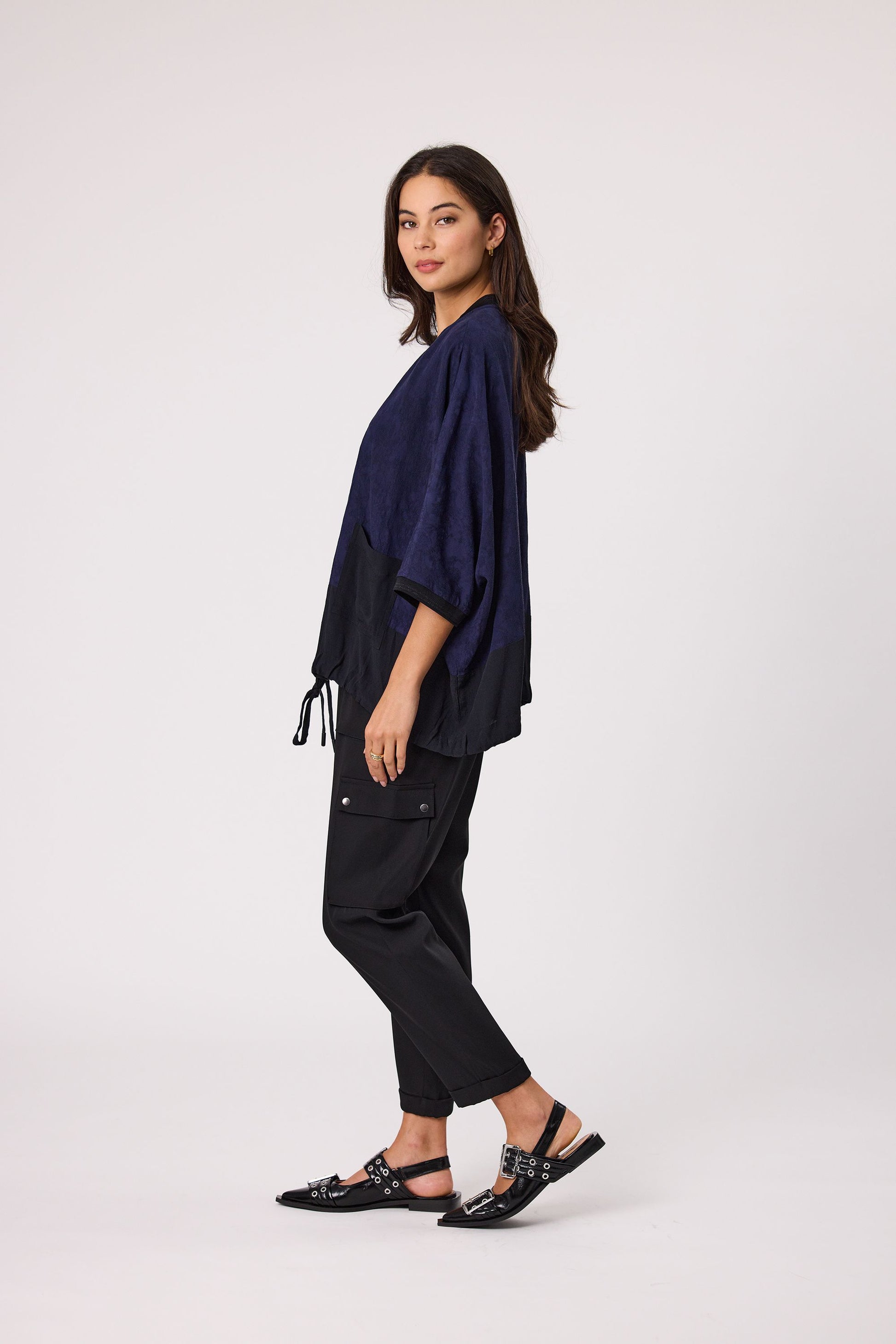 DESIGN NATION PLUME JACKET - MIDNIGHT - THE VOGUE STORE