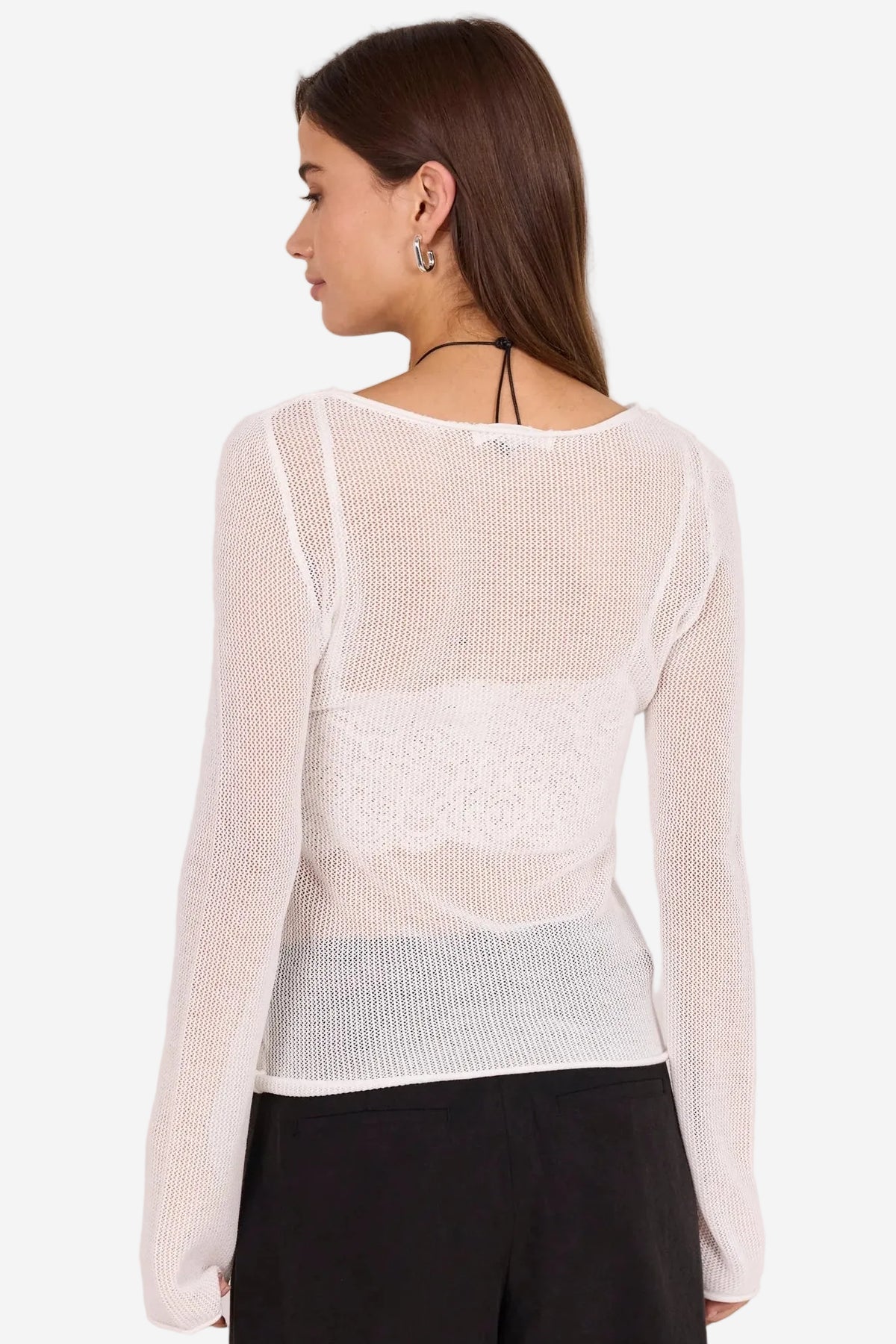 IVY + JACK FILIGREE IVORY MESH LONG SLEEVE KNIT TOP - THE VOGUE STORE
