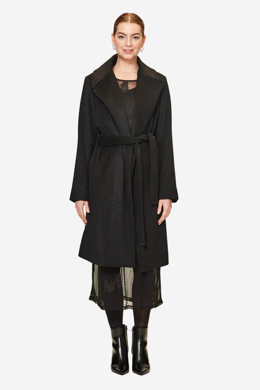 VERGE FOXTAIL COAT - BLACK - THE VOGUE STORE