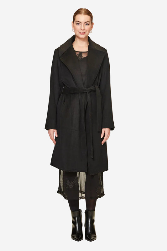 VERGE FOXTAIL COAT - BLACK - THE VOGUE STORE
