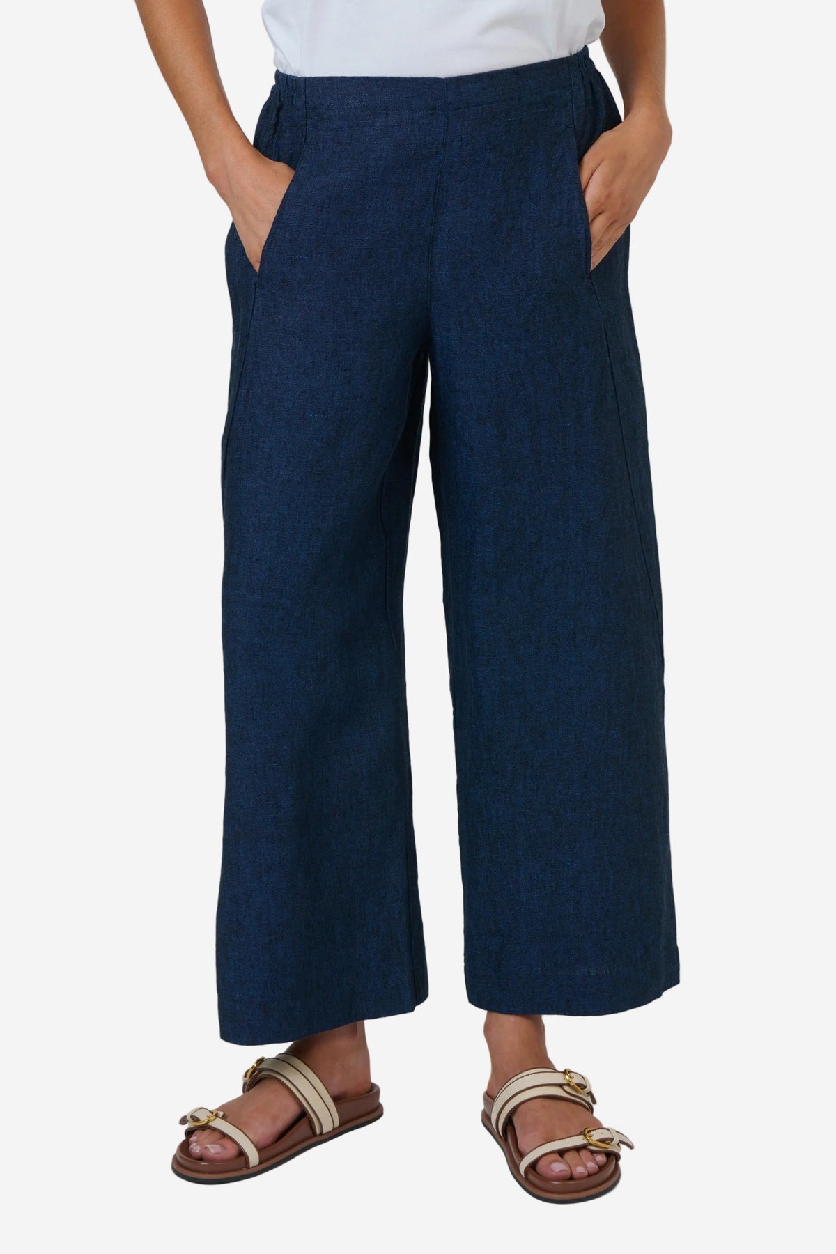 NATURALS BY O&J LINEN WIDE LEG PANTS - ECLIPSE - THE VOGUE STORE