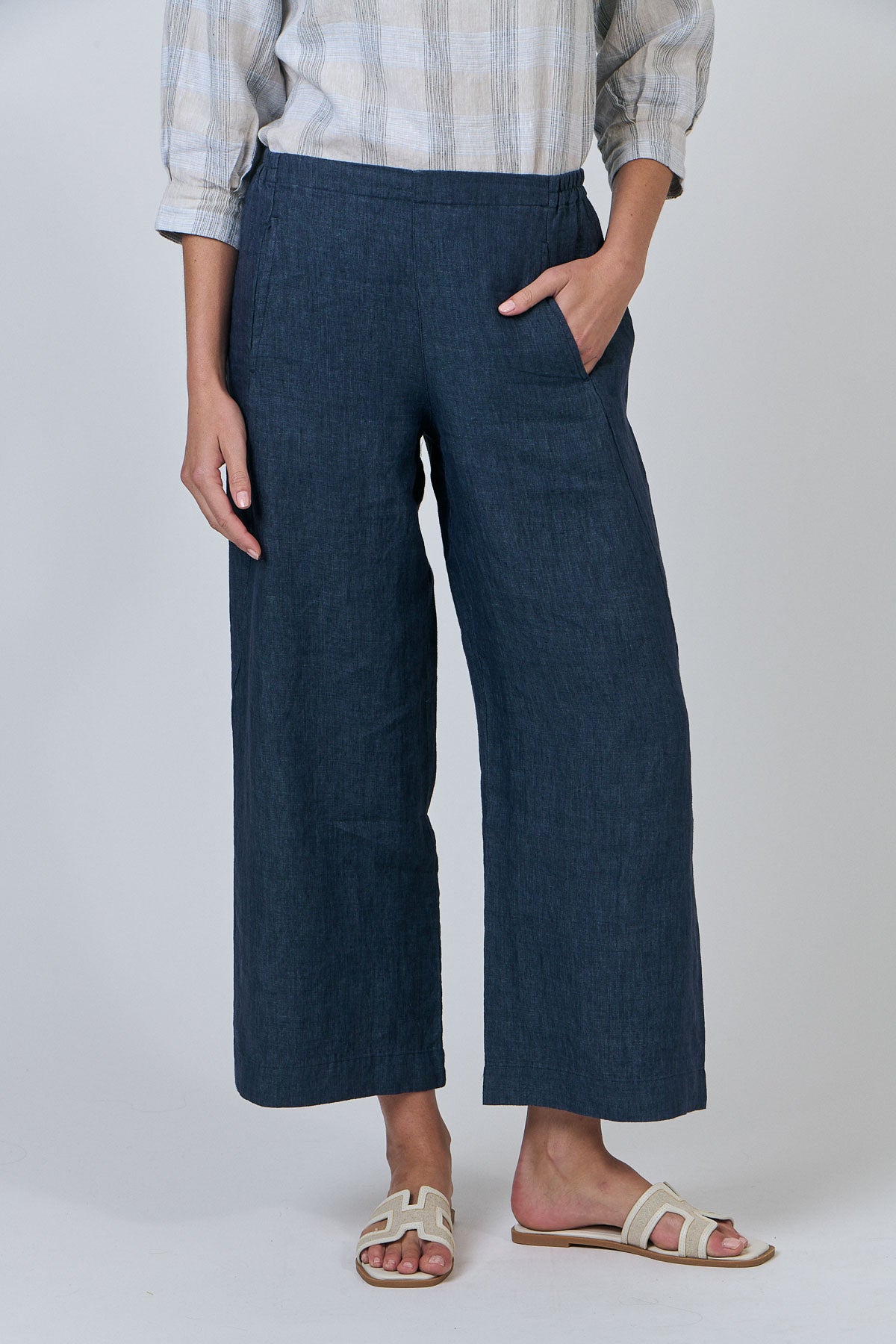 NATURALS BY O&J LINEN PANT - POSEIDON - THE VOGUE STORE
