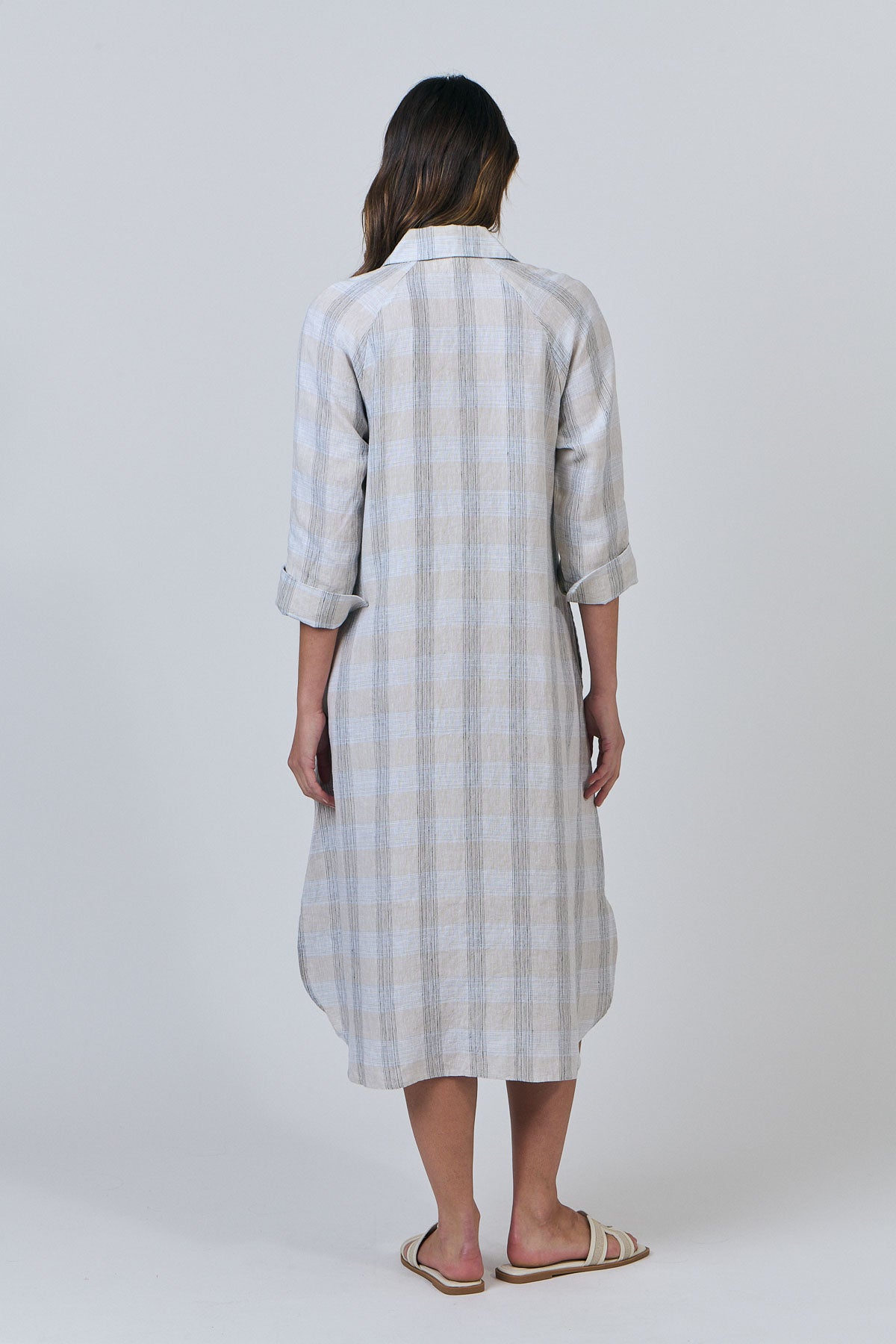 NATURALS BY O&J  LINEN SHIRT DRESS - MESH PRINT - THE VOGUE STORE