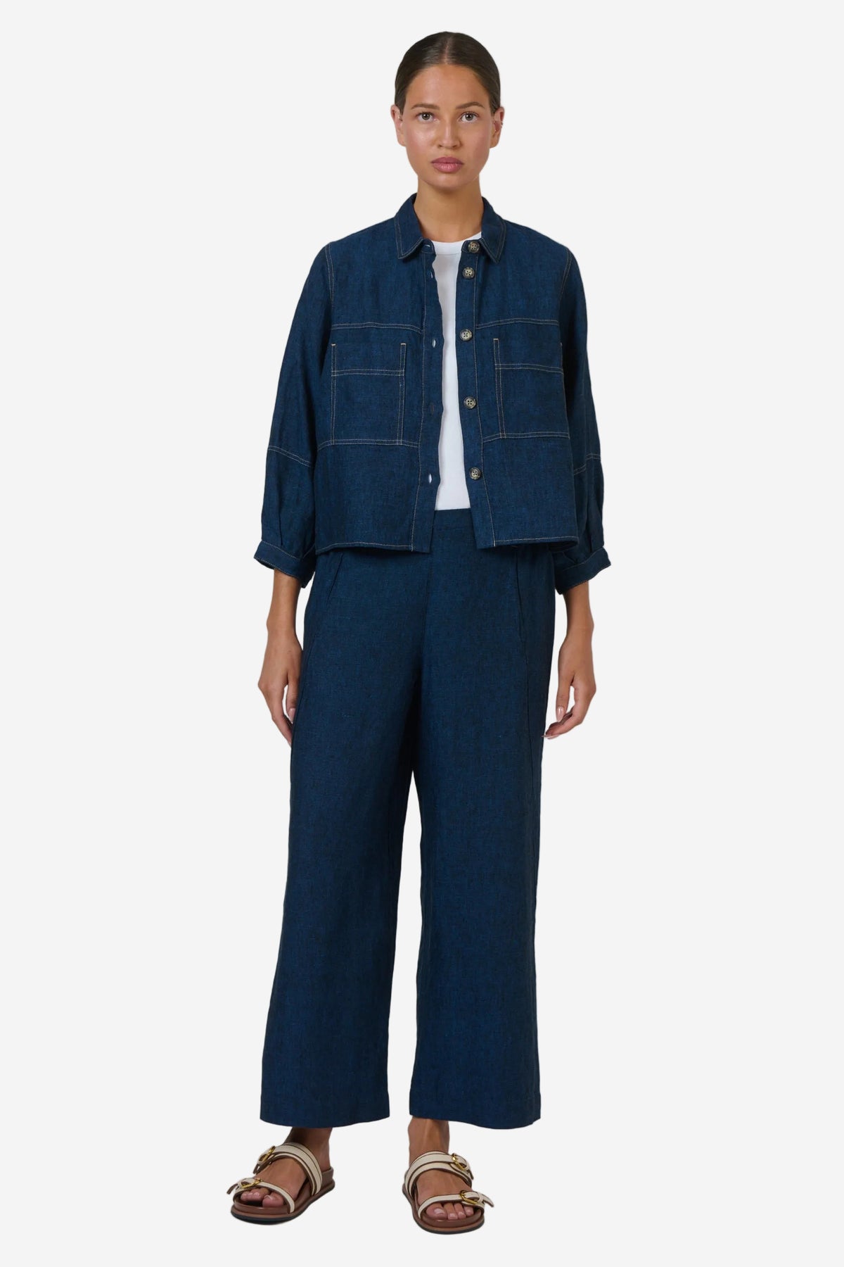 NATURALS BY O&J LINEN JACKET - ECLIPSE - THE VOGUE STORE