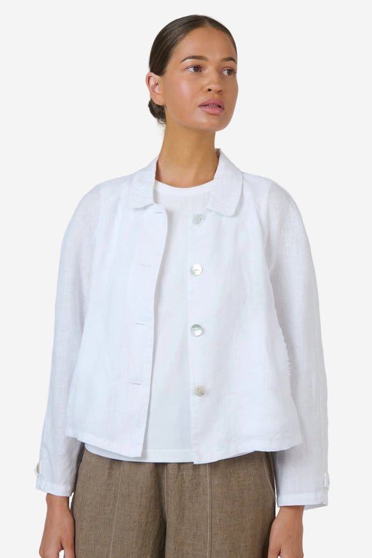 NATURALS BY O&J LINEN JACKET - WHITE - THE VOGUE STORE