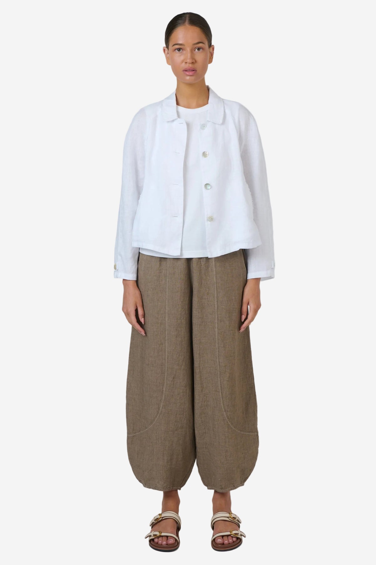 NATURALS BY O&J LINEN JACKET - WHITE - THE VOGUE STORE