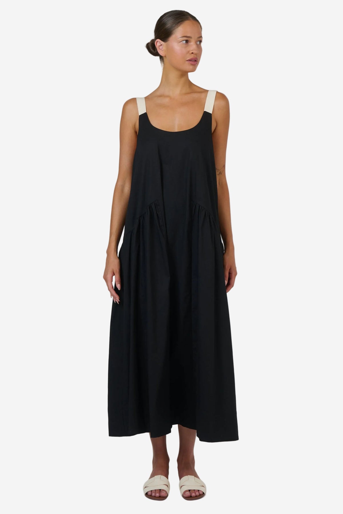 NATURALS BY O&J POPLIN DRESS - BLACK - THE VOGUE STORE