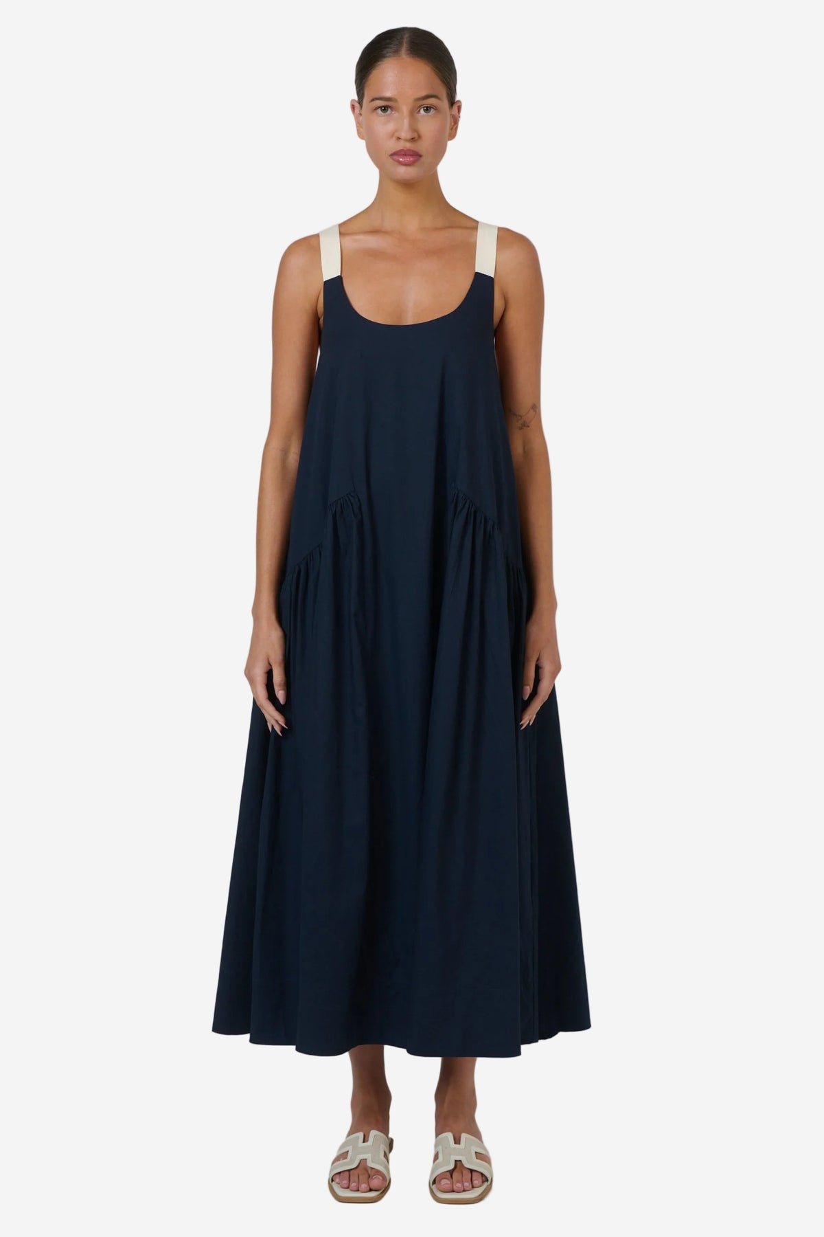 NATURALS BY O&J POPLIN DRESS - INK - THE VOGUE STORE