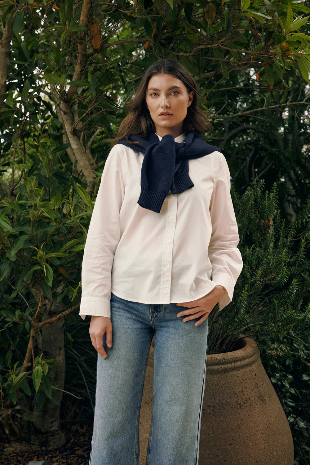 HUFFER CLASSIC BUTTON UP SHIRT - WHITE - THE VOGUE STORE