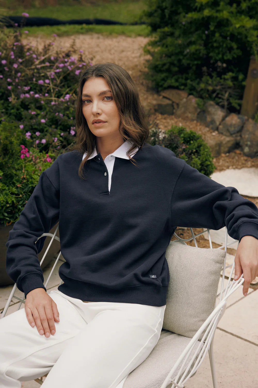 HUFFER RUGBY FLEECE JERSEY/3BALL - NAVY - THE VOGUE STORE