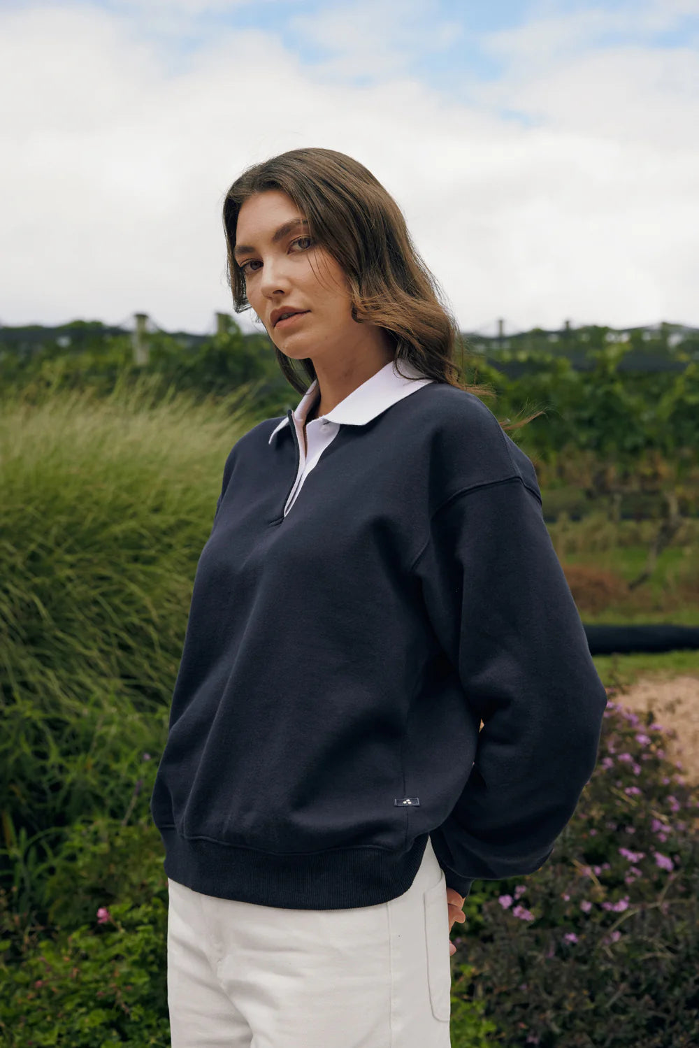 HUFFER RUGBY FLEECE JERSEY/3BALL - NAVY - THE VOGUE STORE