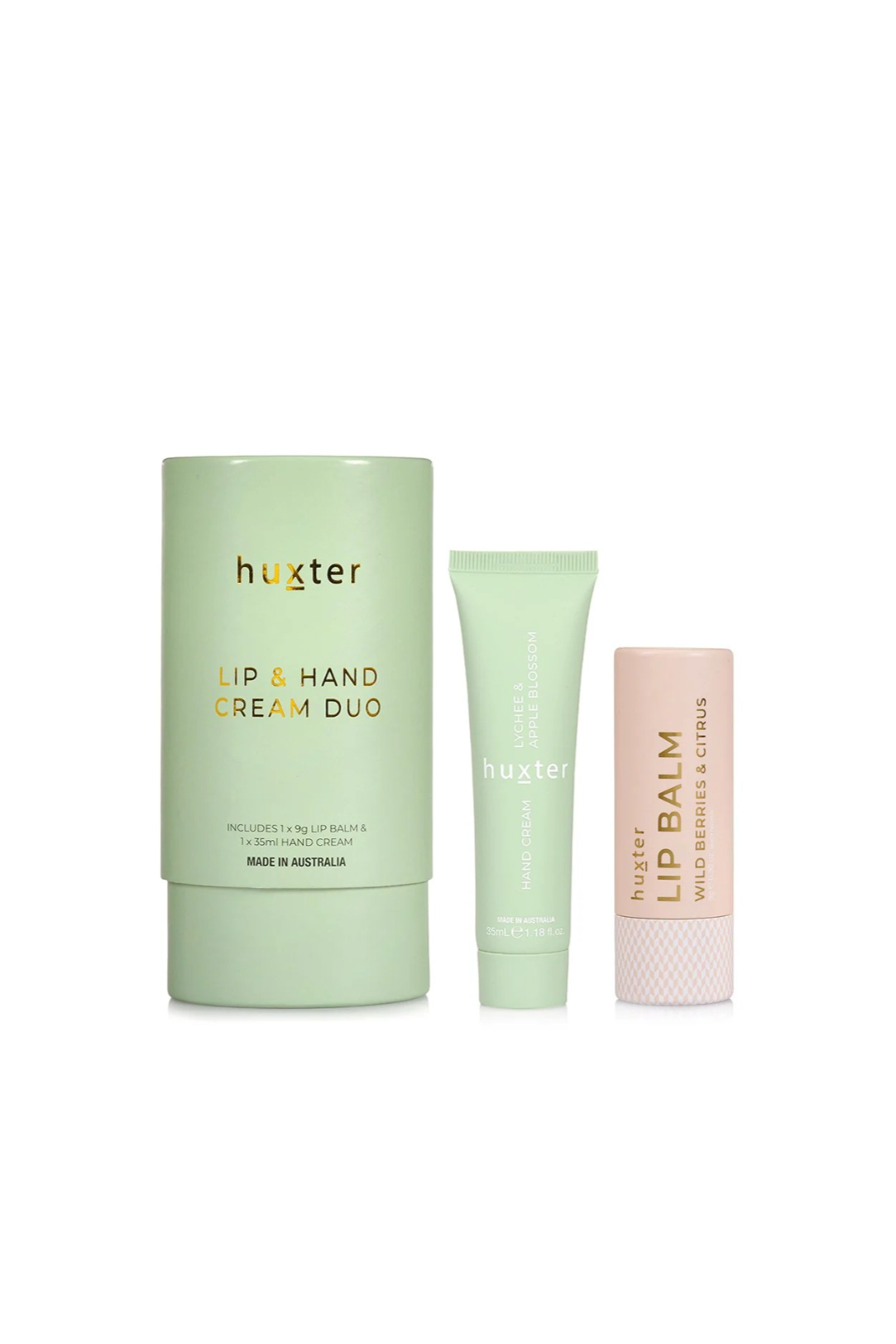 HUXTER LIP & HAND CREAM DUO - LYCHEE & APPLE BLOSSOM - THE VOGUE STORE
